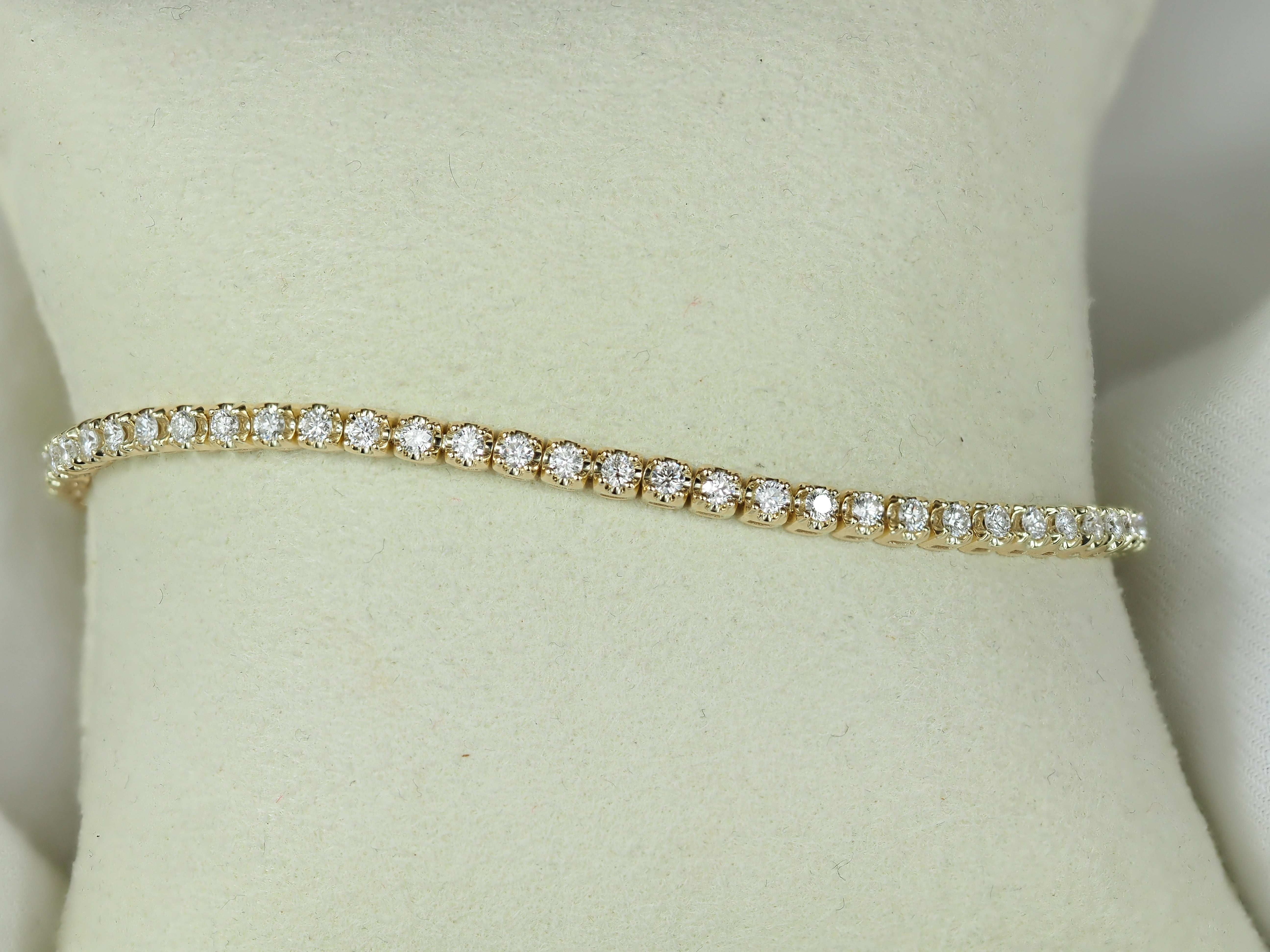 9ct Yellow Gold Natural Diamond Tennis Bracelet, 2ct Total
