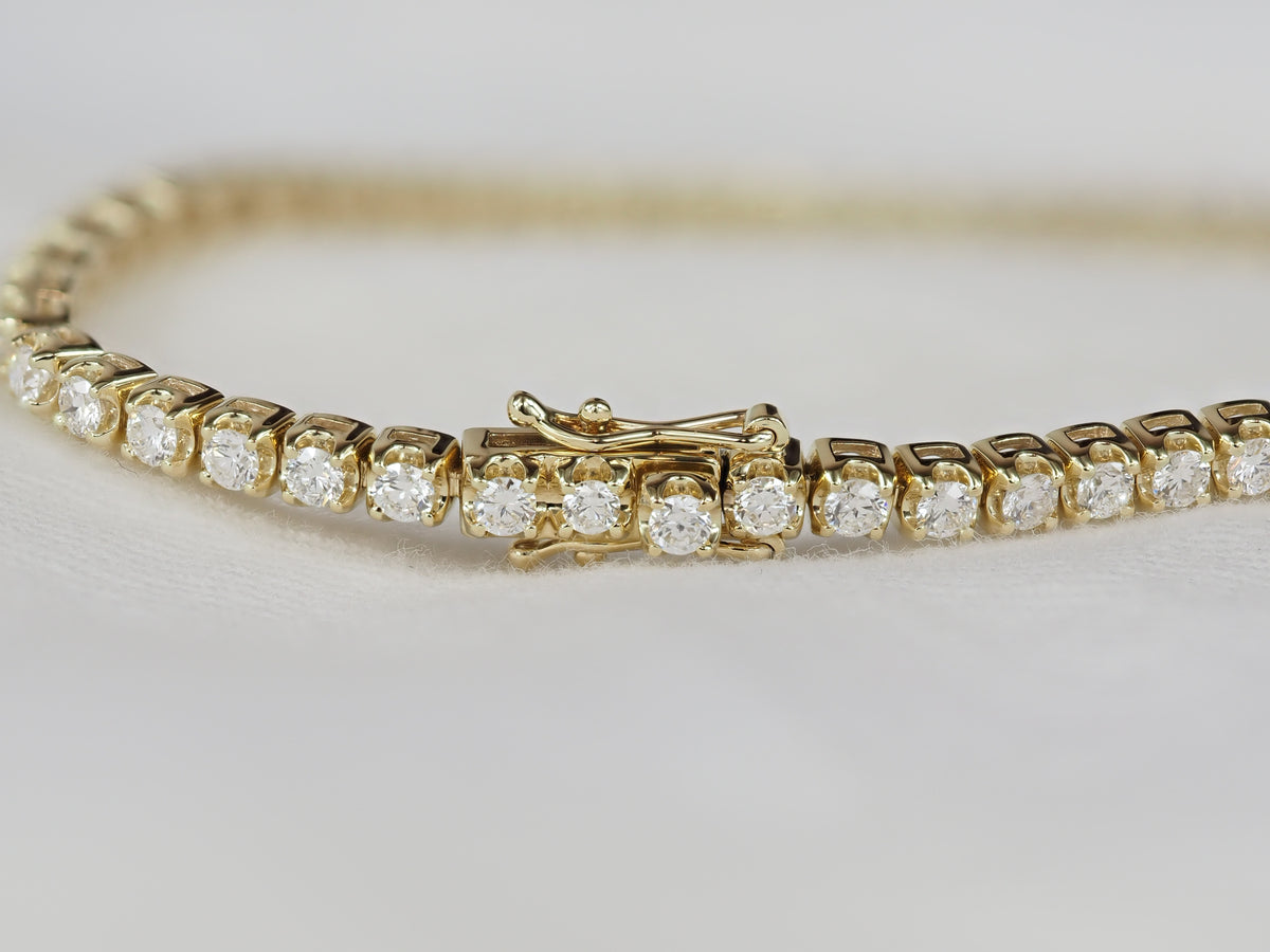 9ct Yellow Gold Lab-Grown Diamond Tennis Bracelet, 2ct Total