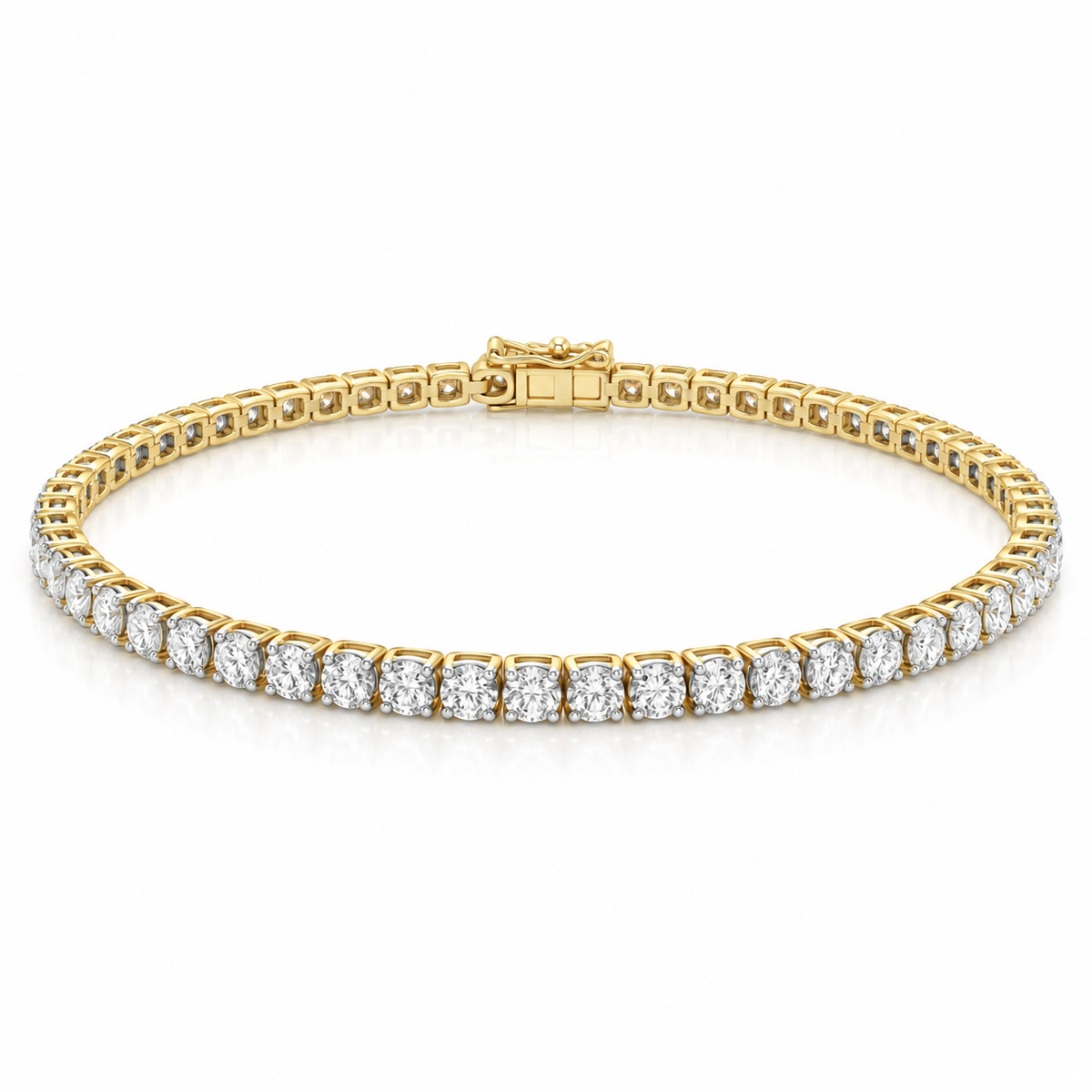 9ct Yellow and White Gold Diamond Tennis Bracelet, 2.01ct Total