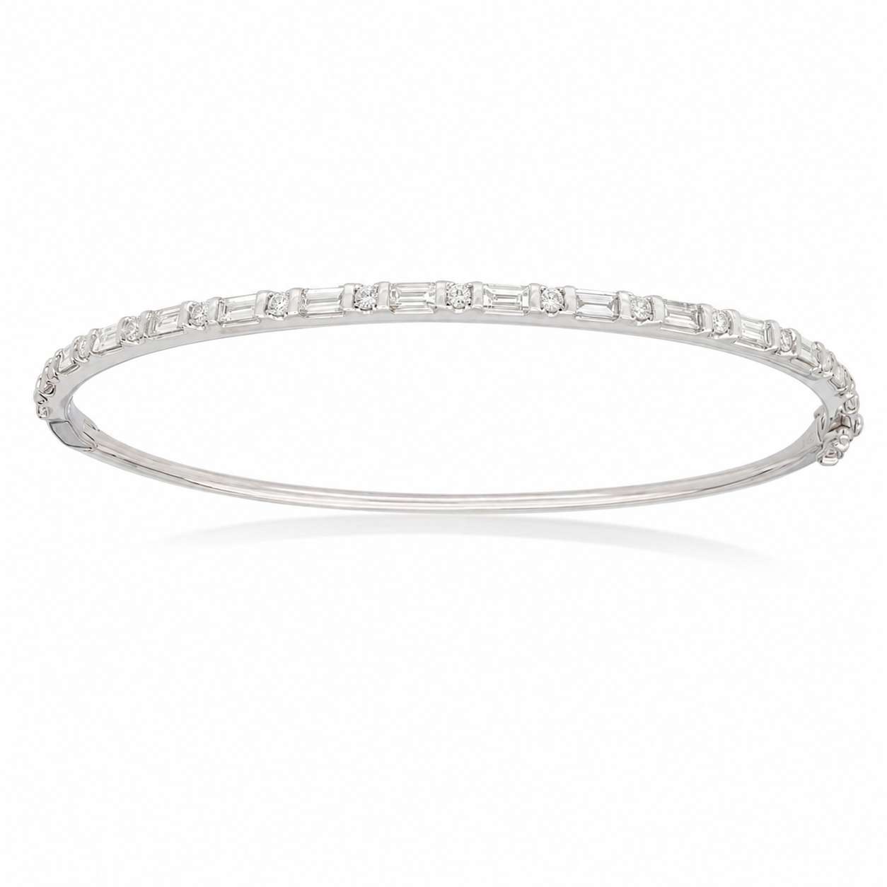 9ct White Gold Lab-Grown Diamond Bangle, 1ct Total