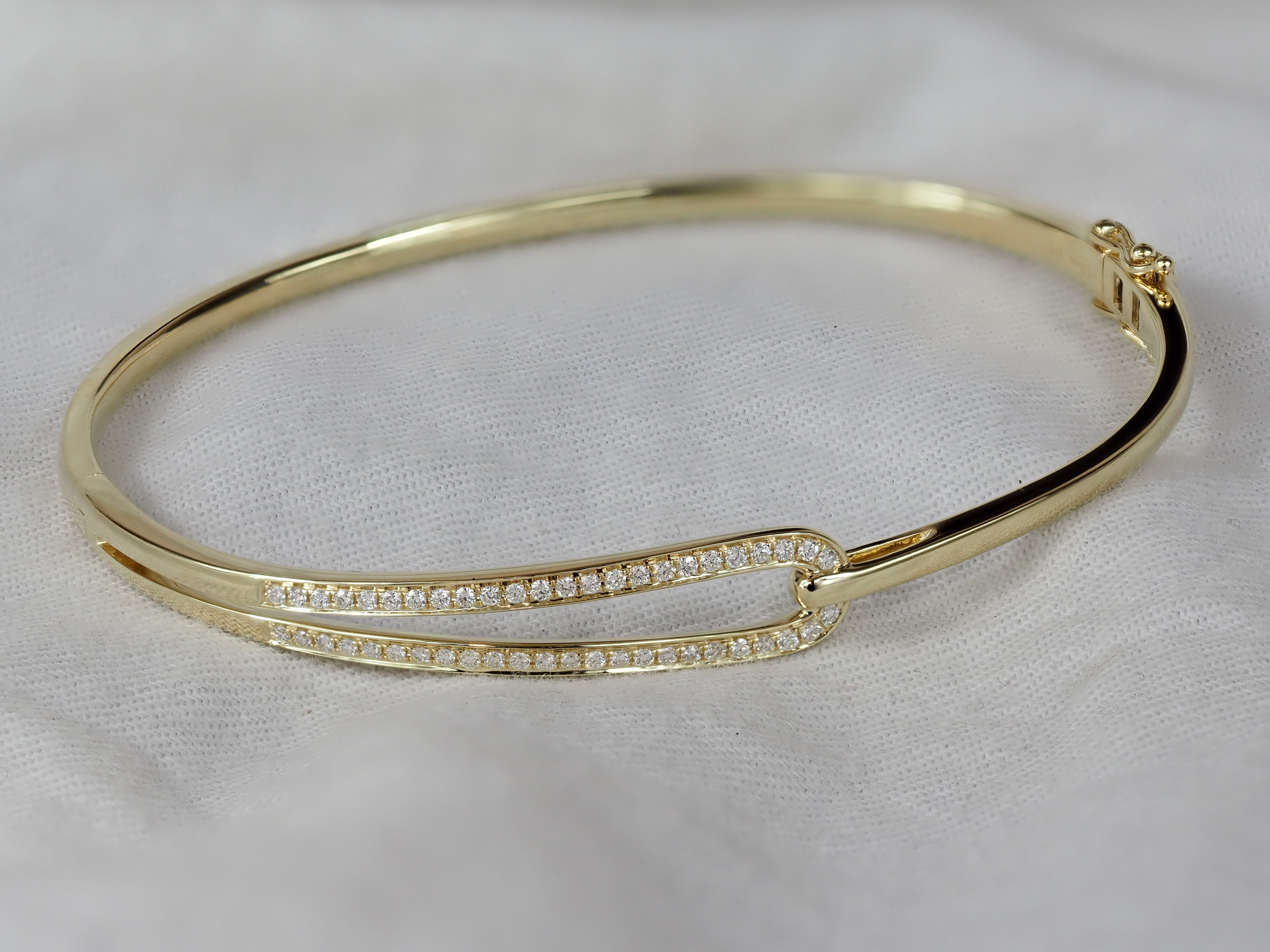 9ct Yellow Gold Round Brilliant Cut Diamond Bangle, 0.26ct Total