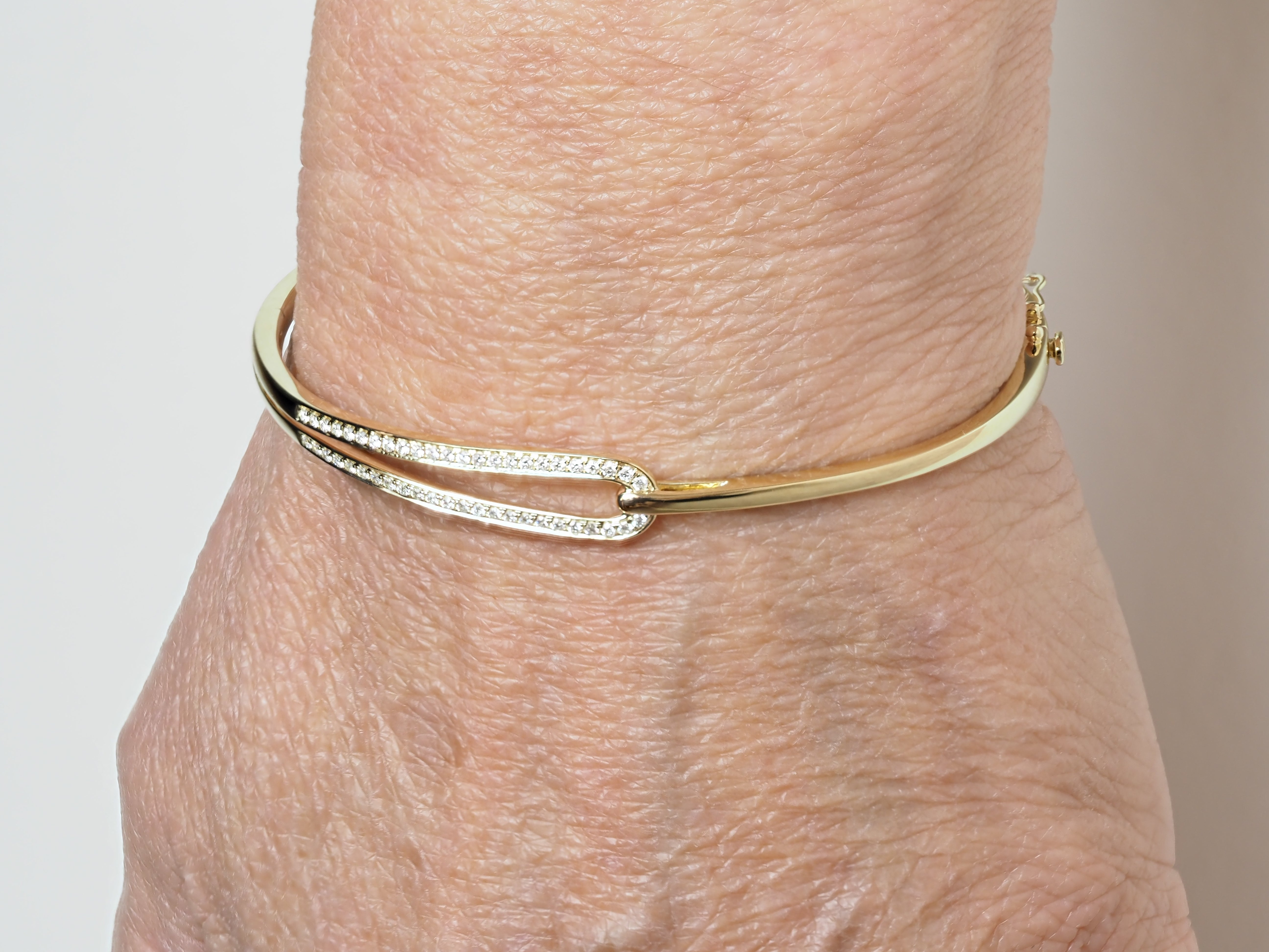 9ct Yellow Gold Round Brilliant Cut Diamond Bangle, 0.26ct Total