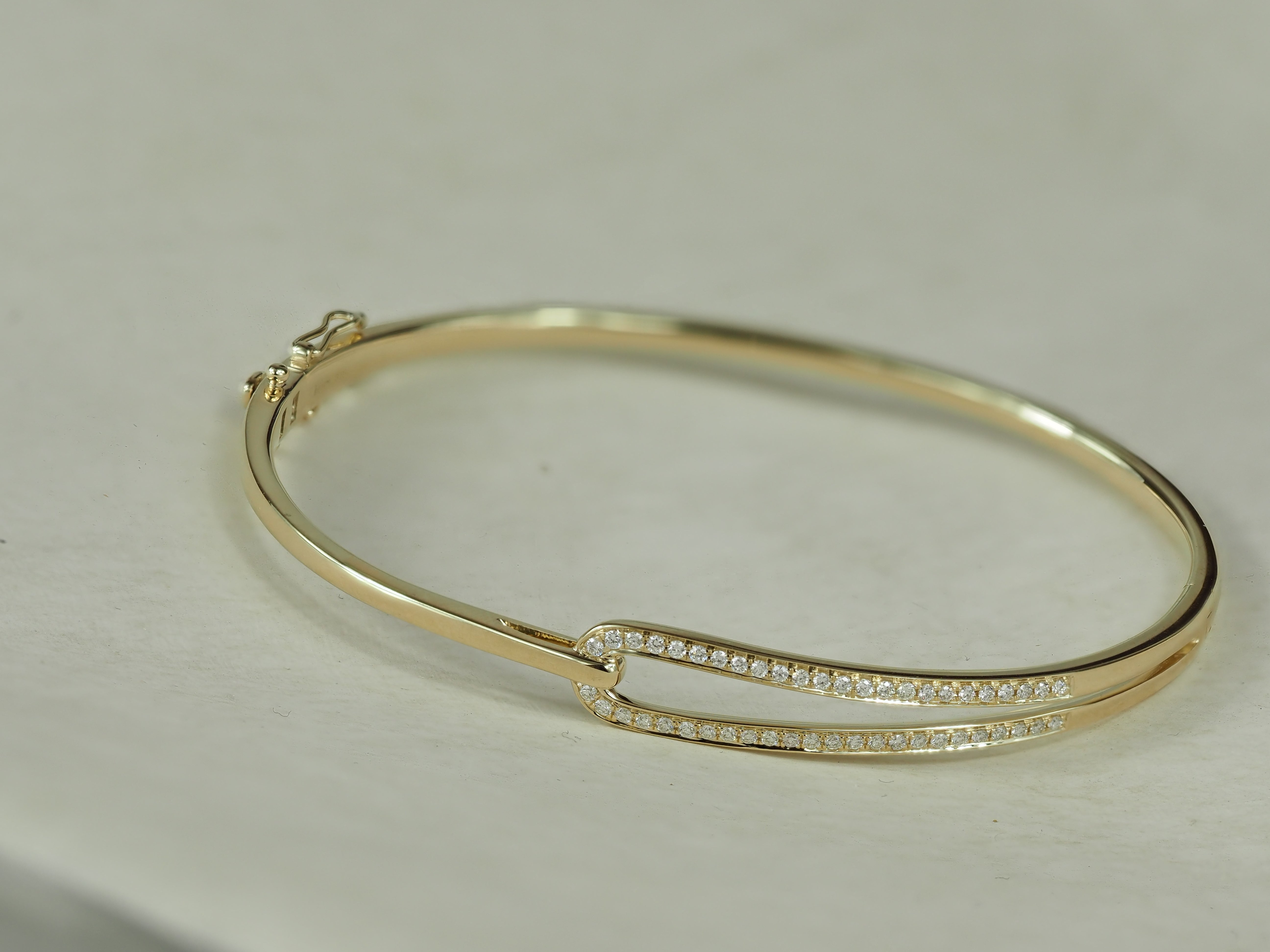 9ct Yellow Gold Round Brilliant Cut Diamond Bangle, 0.26ct Total
