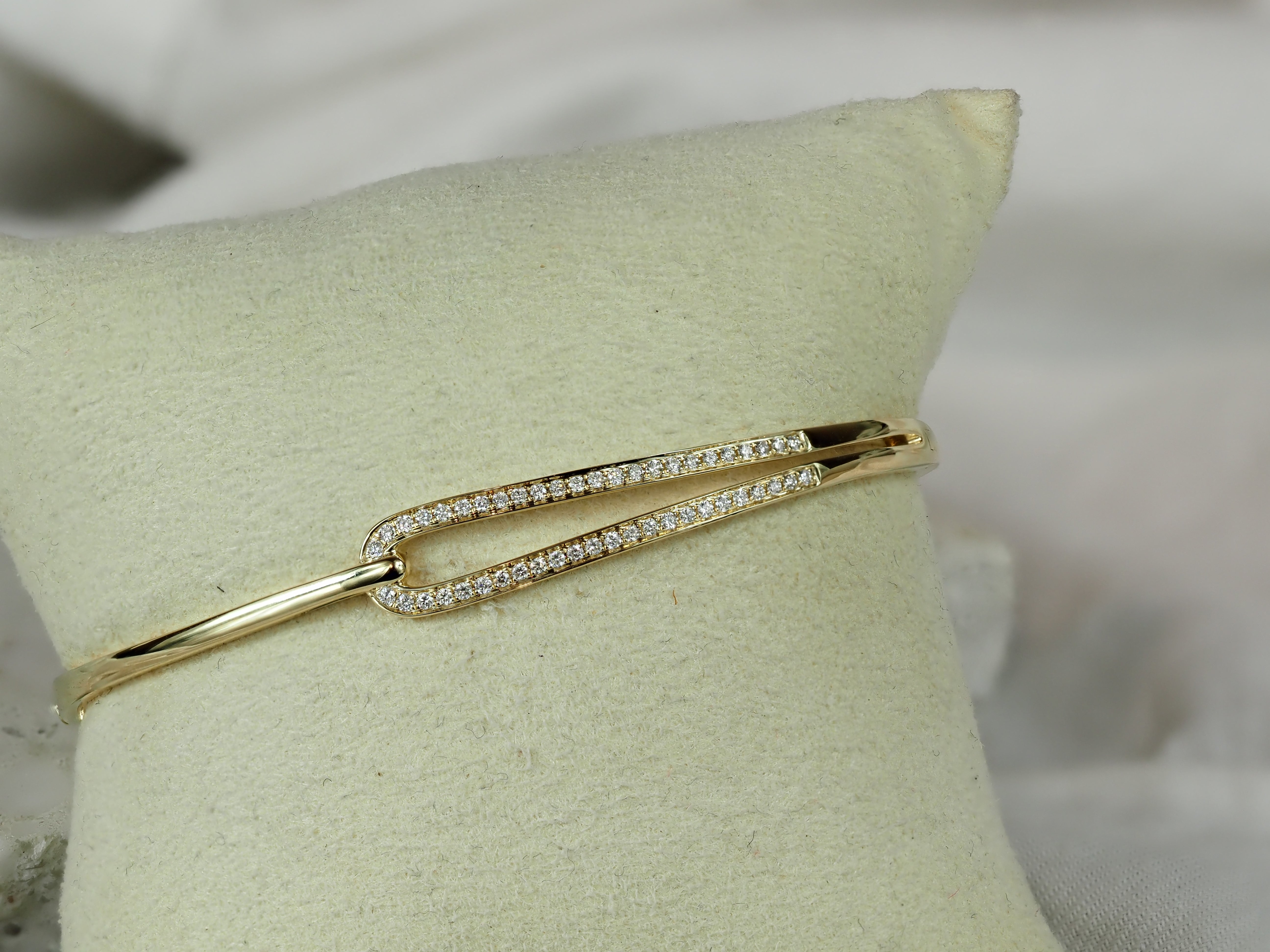 9ct Yellow Gold Round Brilliant Cut Diamond Bangle, 0.26ct Total