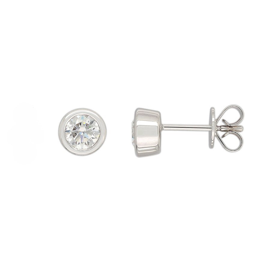 9ct White Gold Lab-Grown Bezel Set Diamond studs, 0.40ct Total