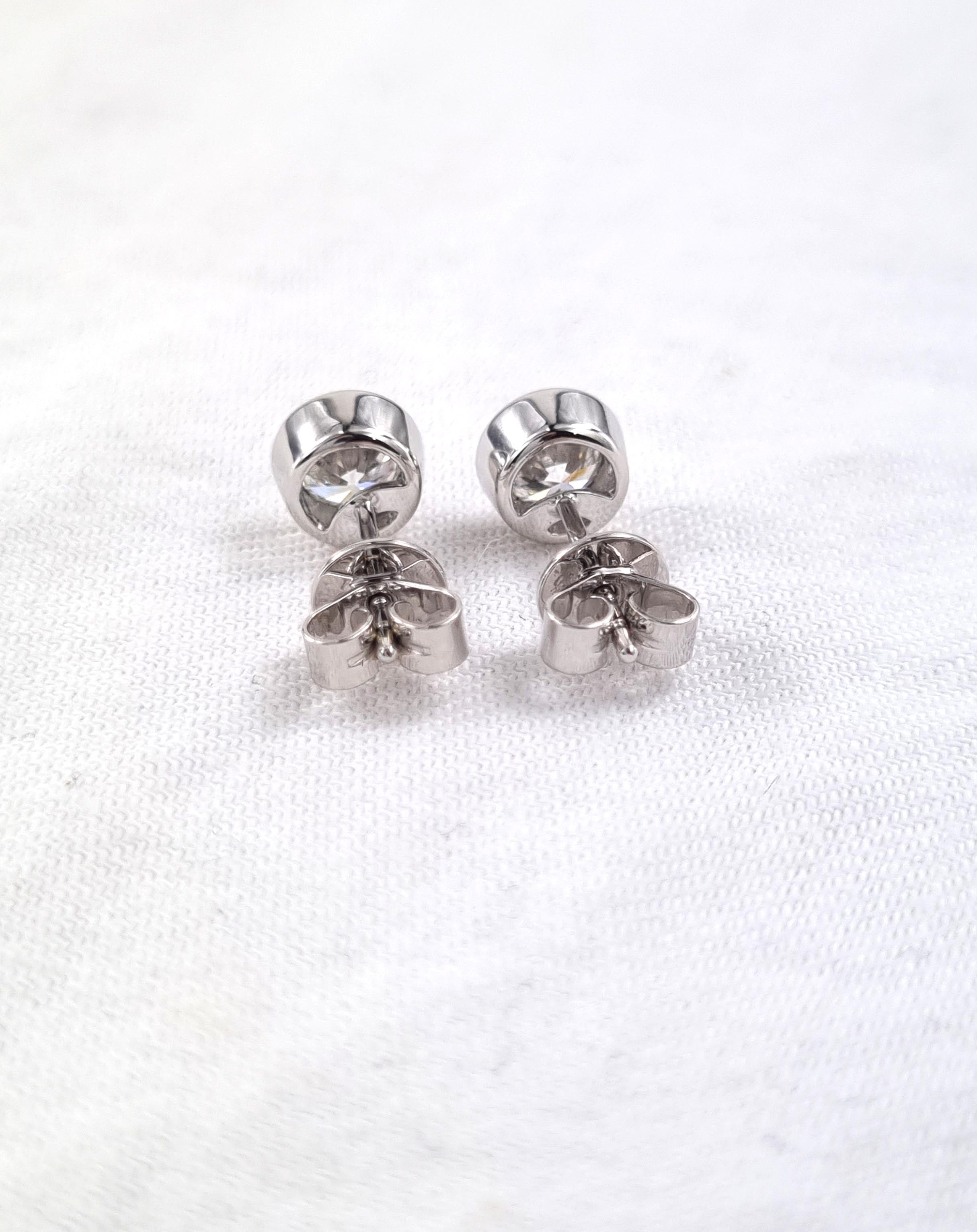9ct White Gold Lab-Grown Bezel Set Diamond studs, 0.40ct Total