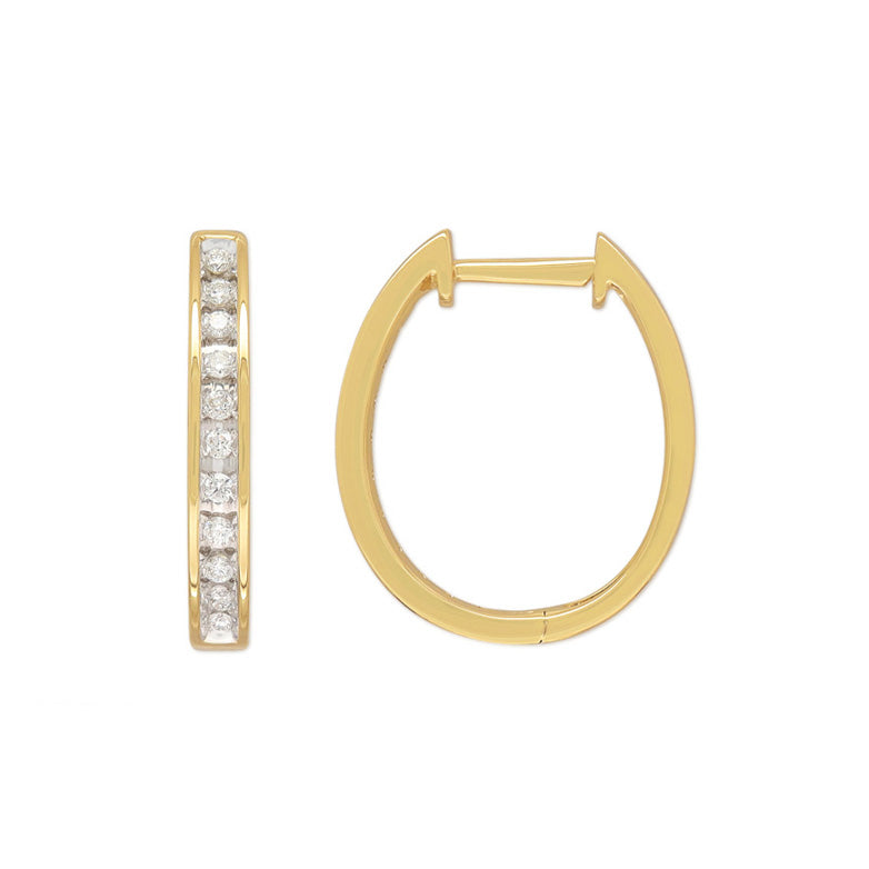 9ct Yellow and White Gold Diamond Huggie Earrings, 0.15ct total