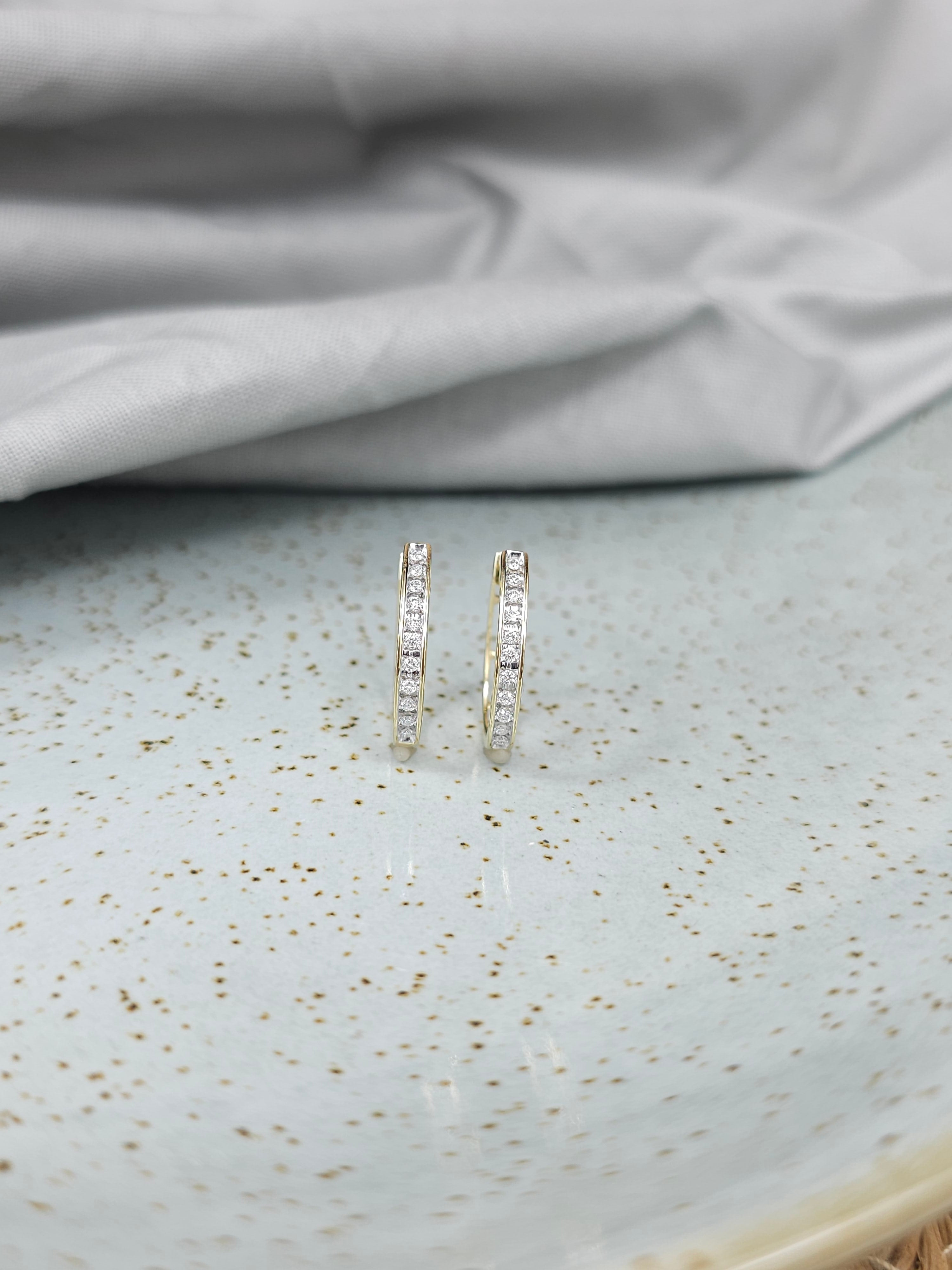 9ct Yellow Gold Lab-Grown Diamond huggie earrings, 0.16ct total