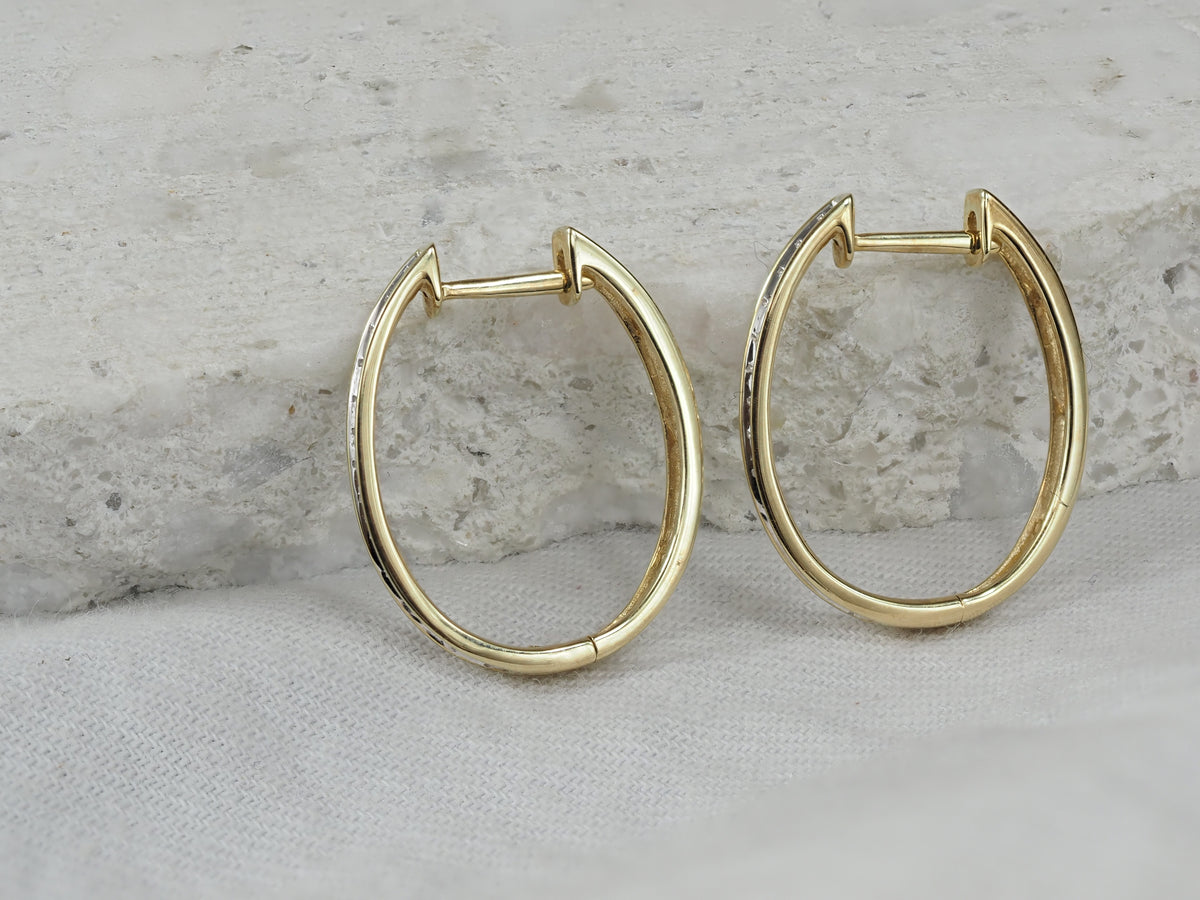 9ct Yellow Gold Diamond Huggie Earrings, 0.25ct Total