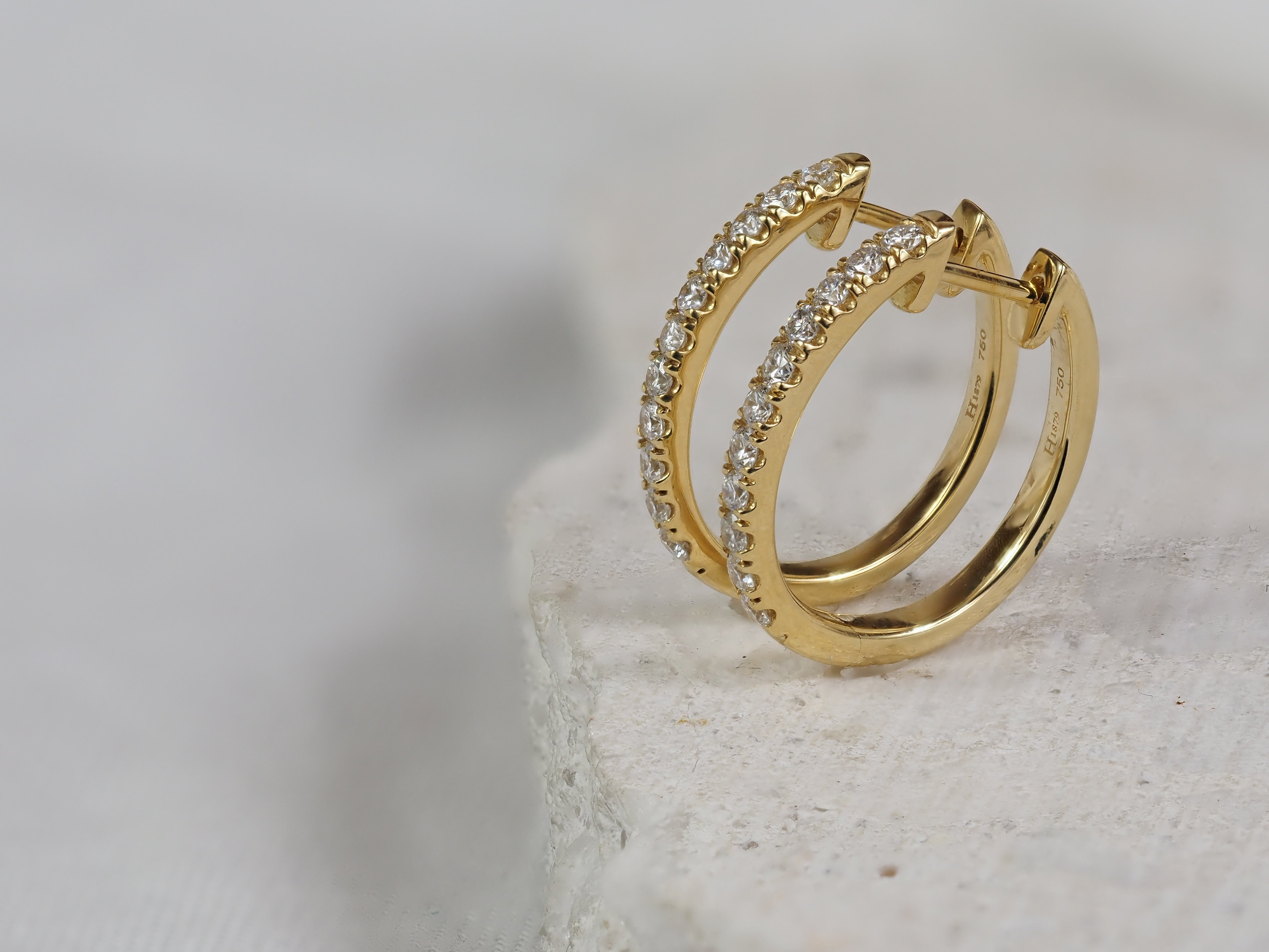 18ct Yellow Gold Diamond Oval Huggie Earrings, 0.50ct Total