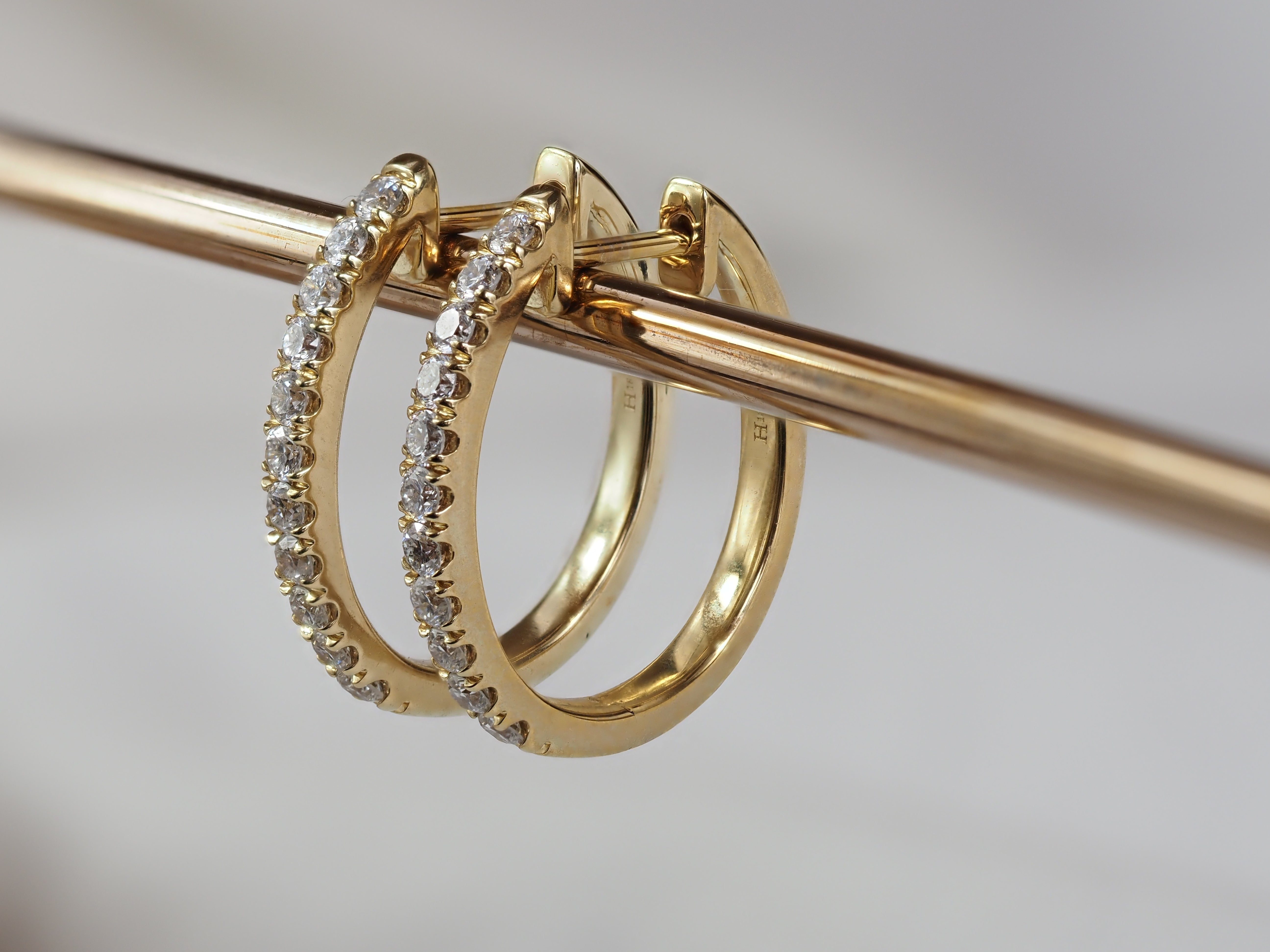 9ct Yellow Gold Lab-Grown Diamond Huggie Earrings, 0.51ct total