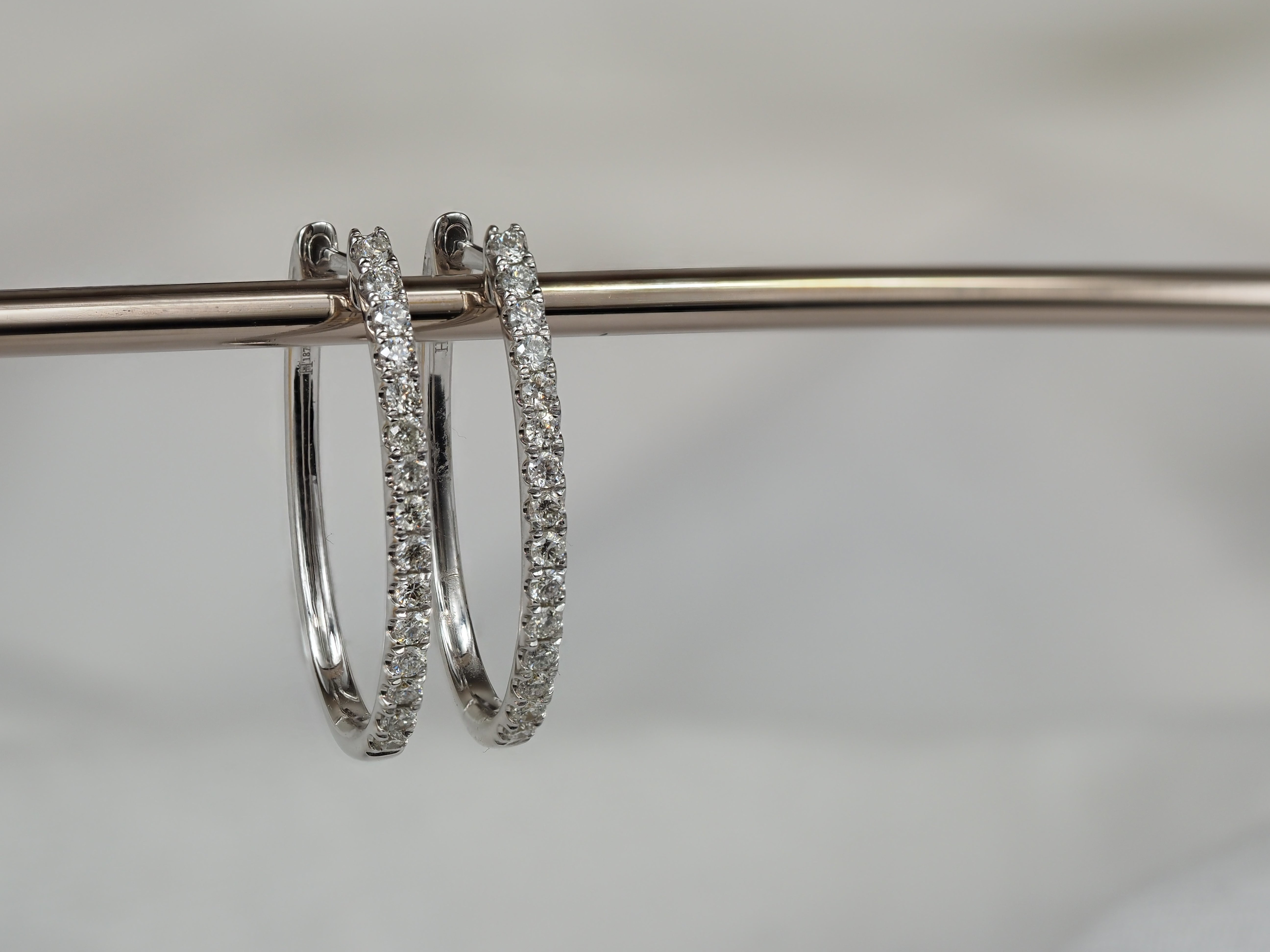 9ct White Gold Diamond Huggie Earrings, 0.50ct Total
