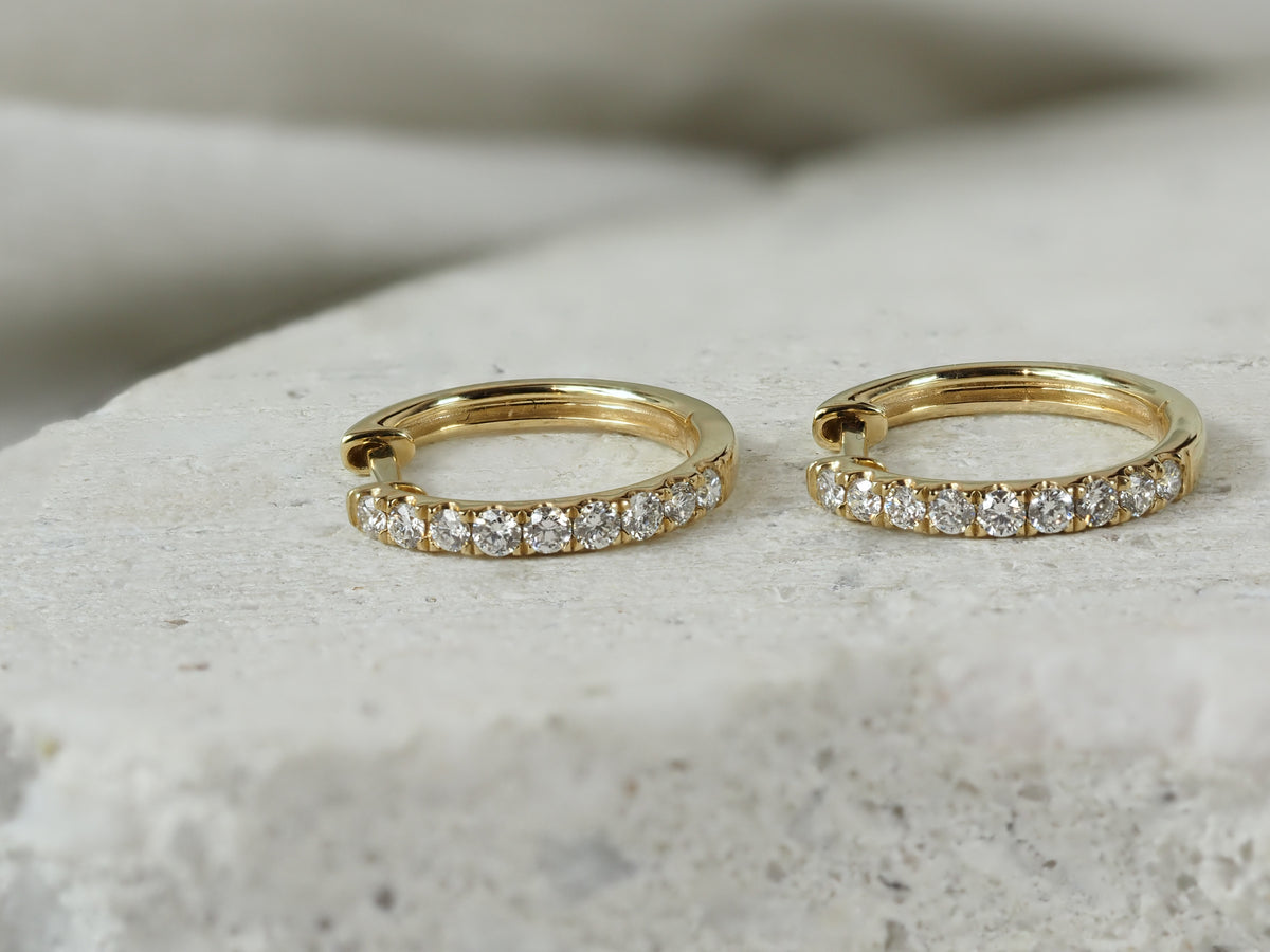9ct Yellow Gold Diamond Huggie Earrings, 0.34ct Total