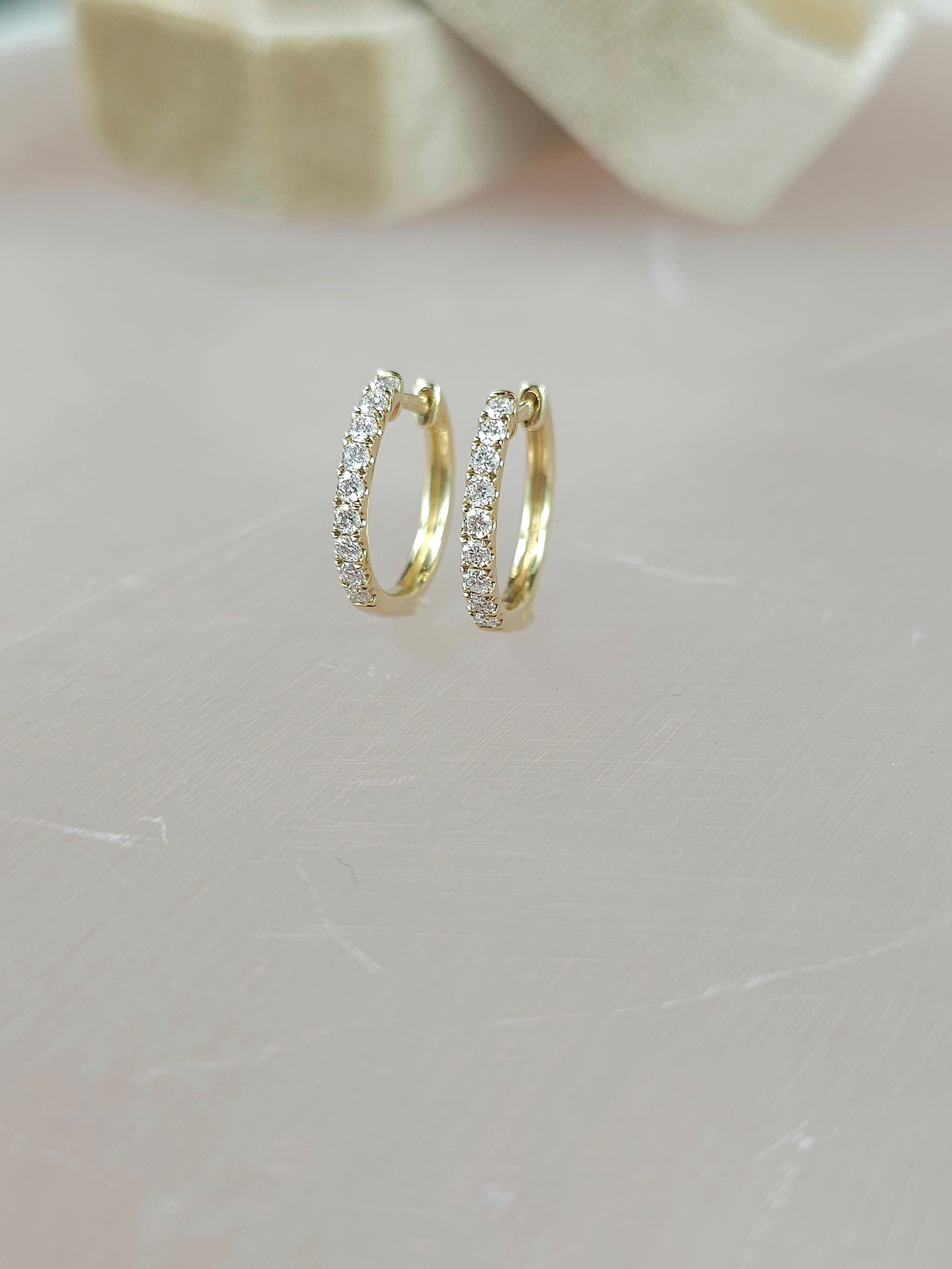 9ct Yellow Gold Lab-Grown Diamond huggie earrings, 0.34ct total