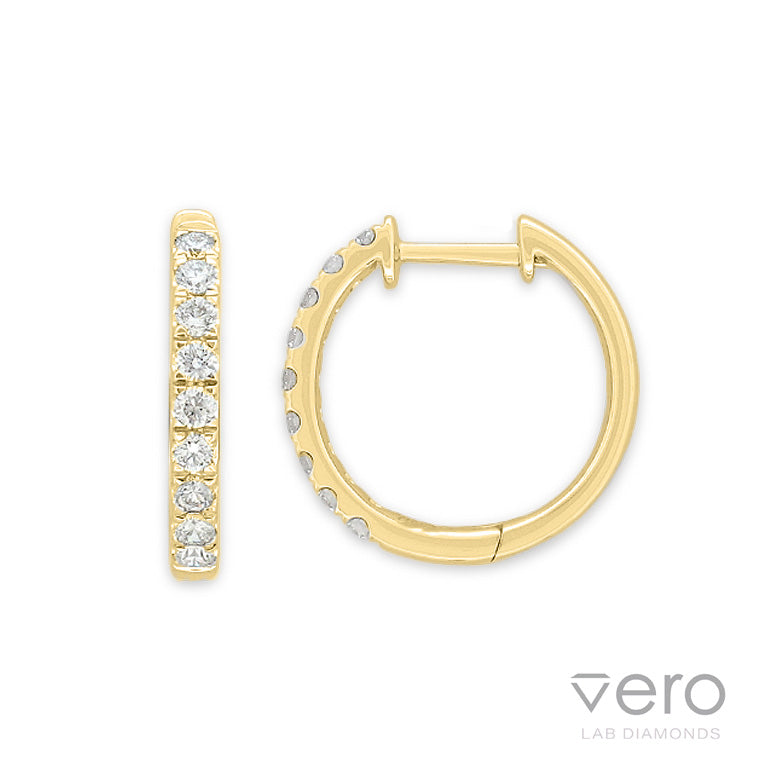 9ct Yellow Gold Lab-Grown Diamond huggie earrings, 0.34ct total