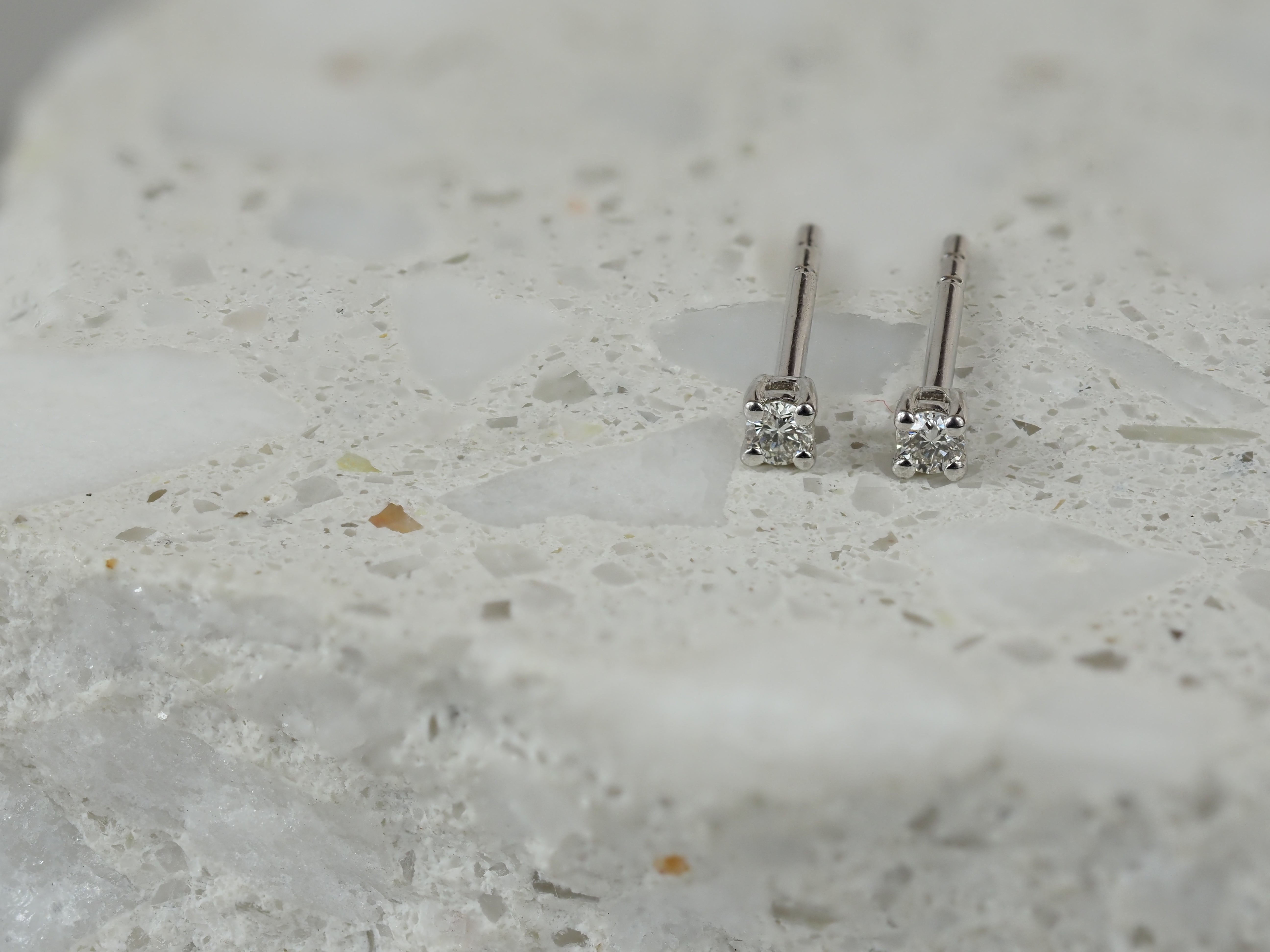 9ct White Gold Diamond Stud Earrings, 0.05ct Total
