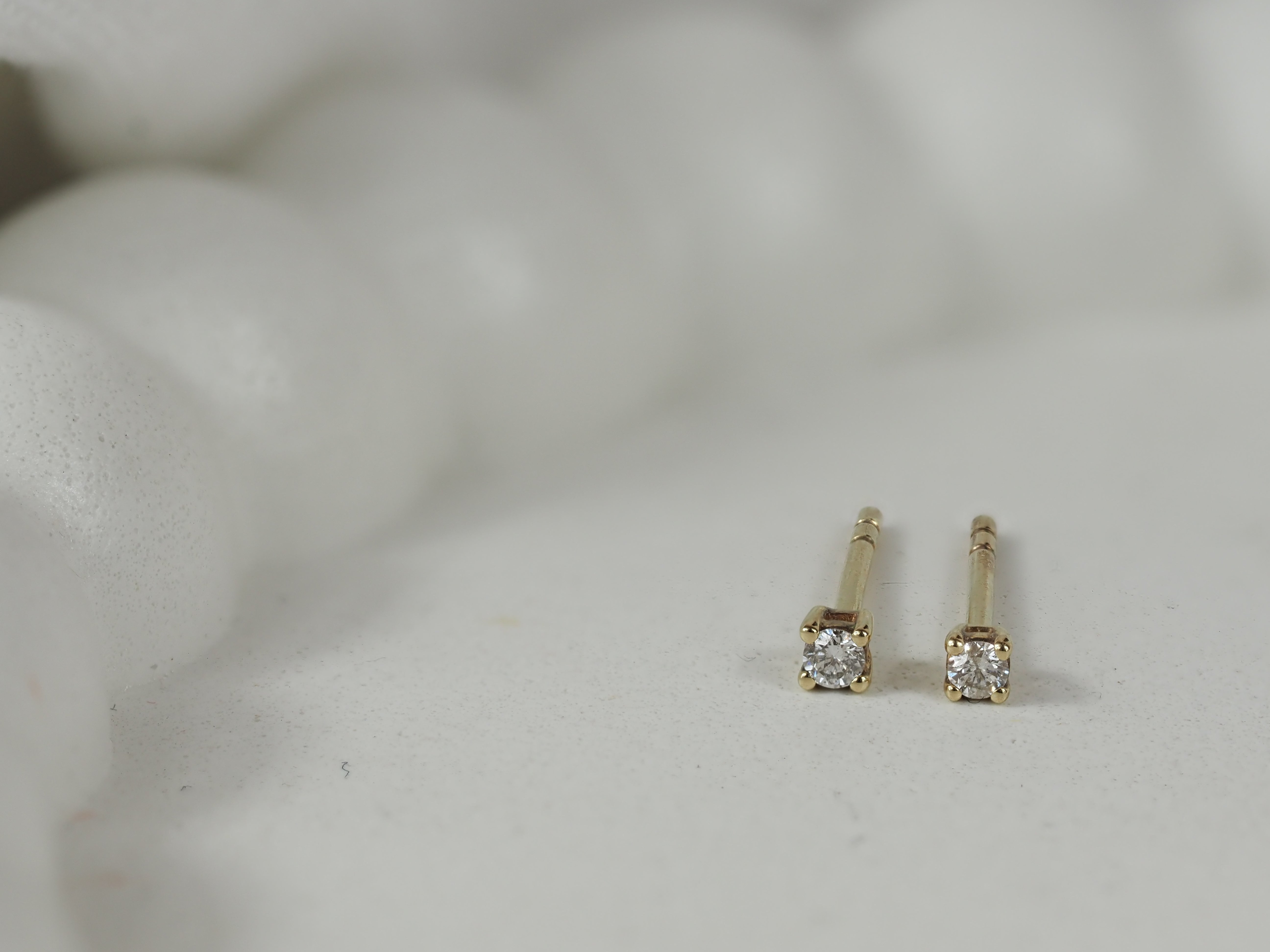 9ct Yellow Gold Diamond Stud Earrings, 0.05ct Total