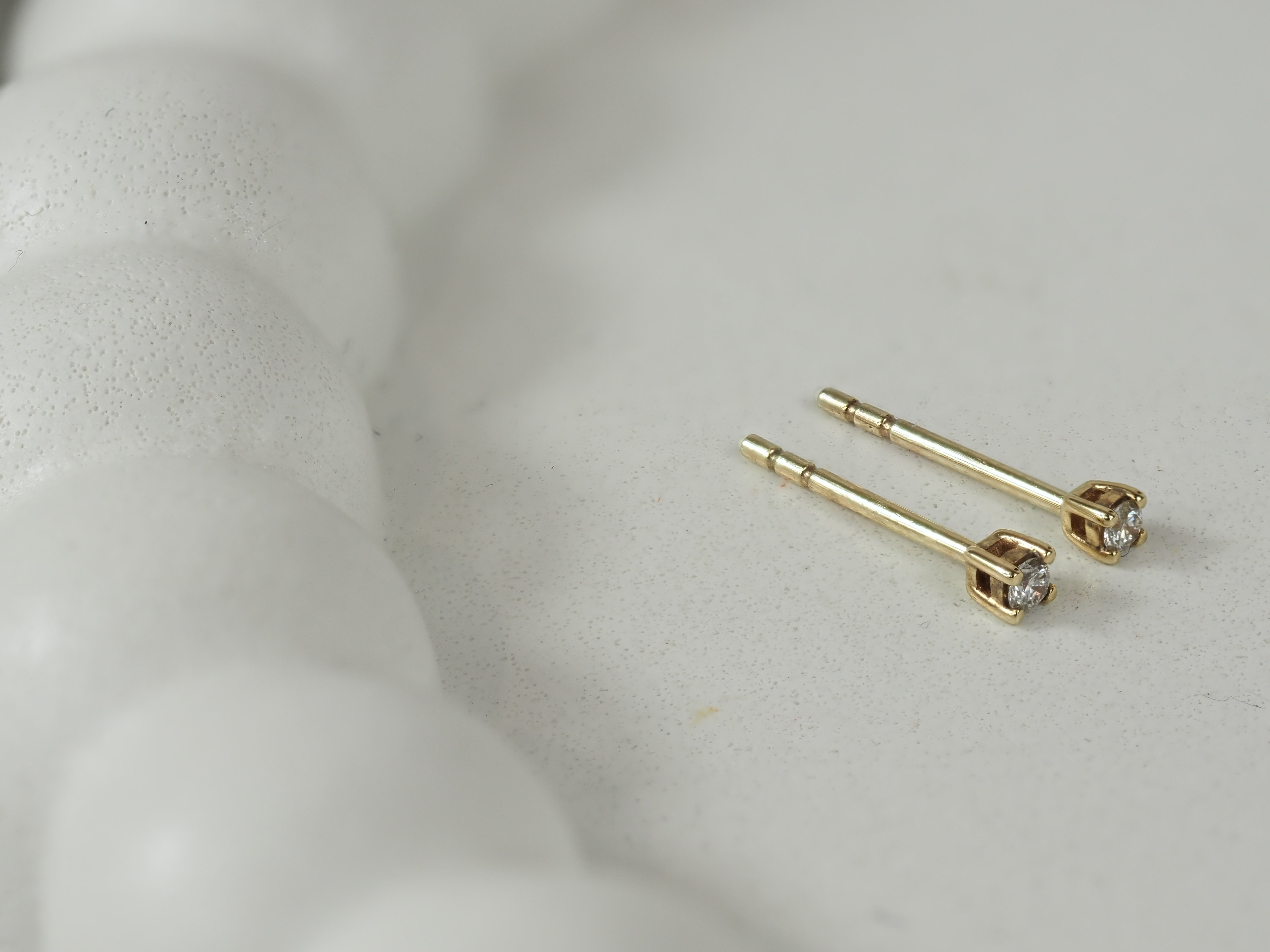 9ct Yellow Gold Diamond Stud Earrings, 0.05ct Total