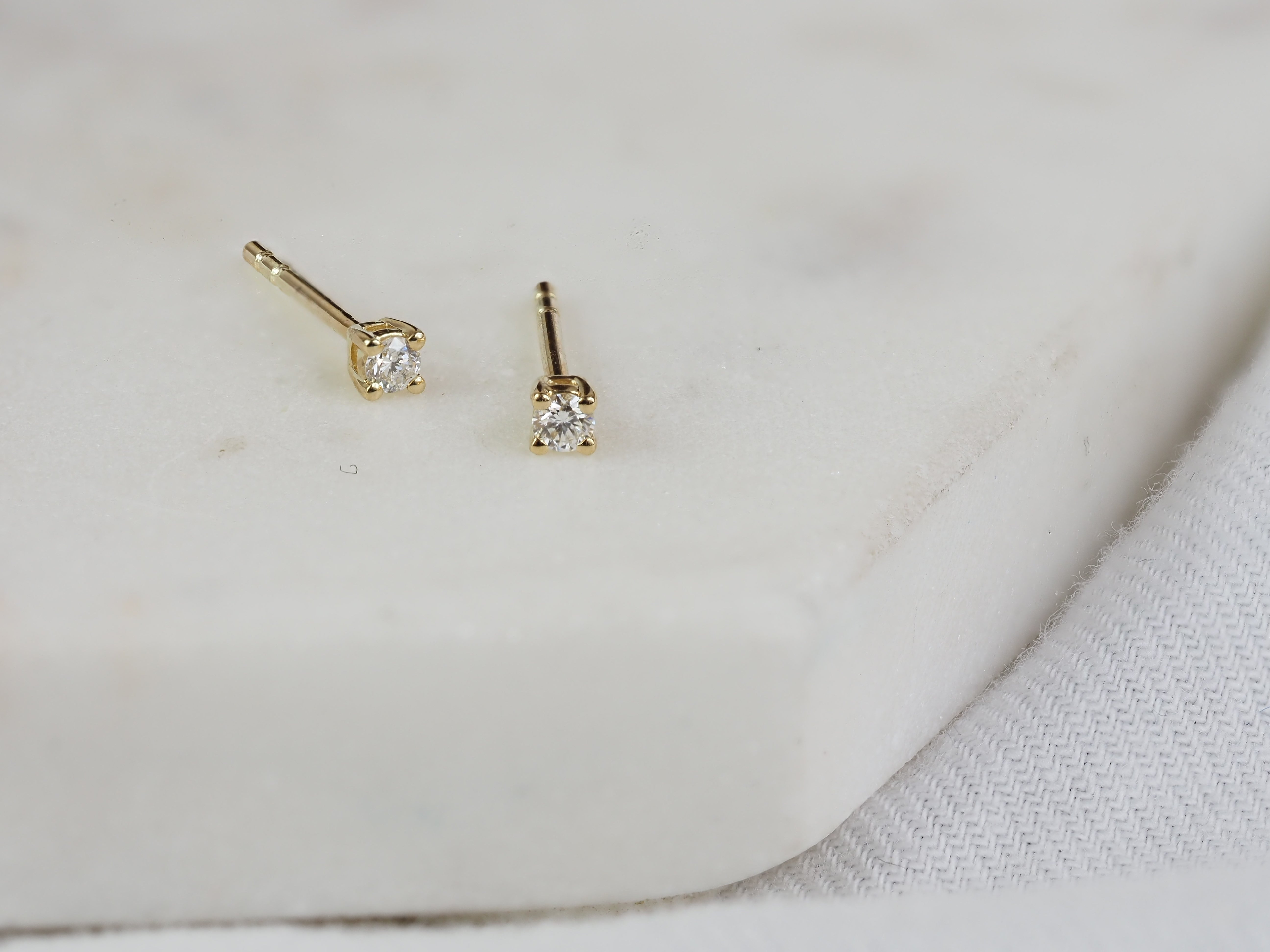 9ct Yellow Gold Diamond Stud Earrings, 0.08ct Total