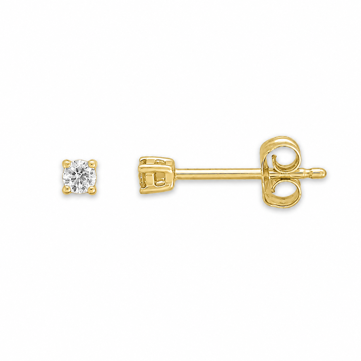 9ct Yellow Gold Diamond Stud Earrings, 0.08ct Total