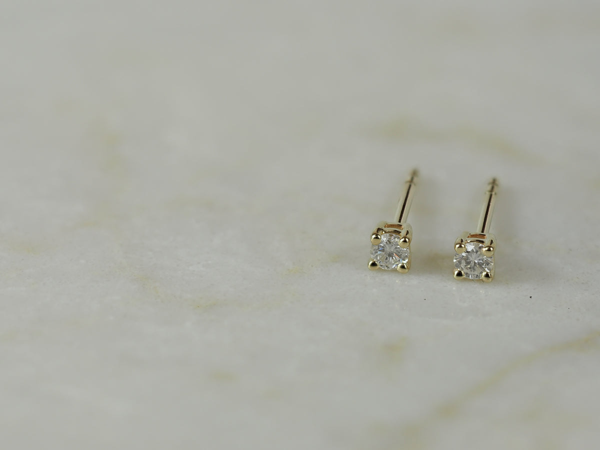 9ct Yellow Gold Diamond Stud Earrings, 0.10ct Total