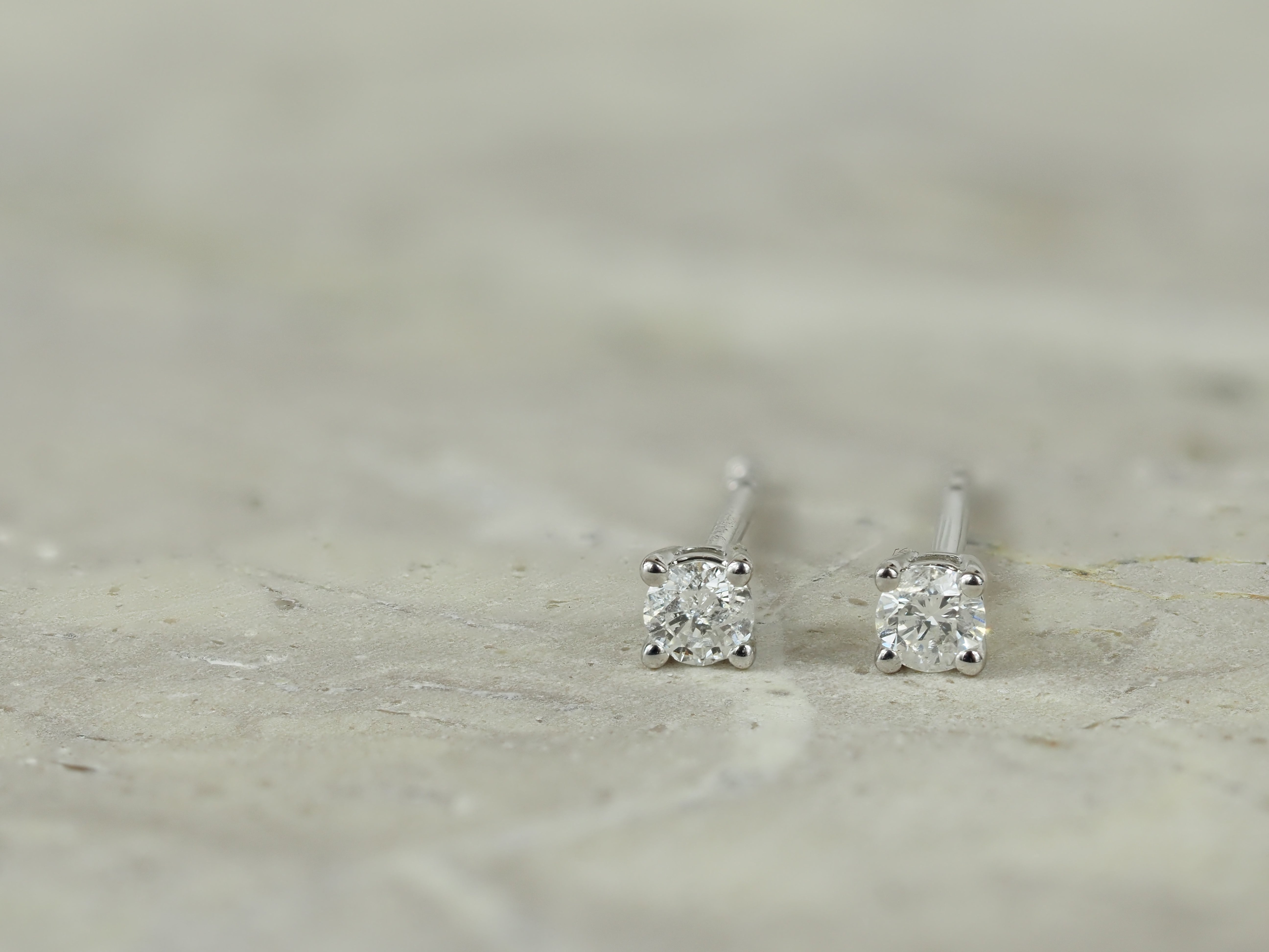 9ct White Gold Diamond Stud Earrings, 0.15ct Total