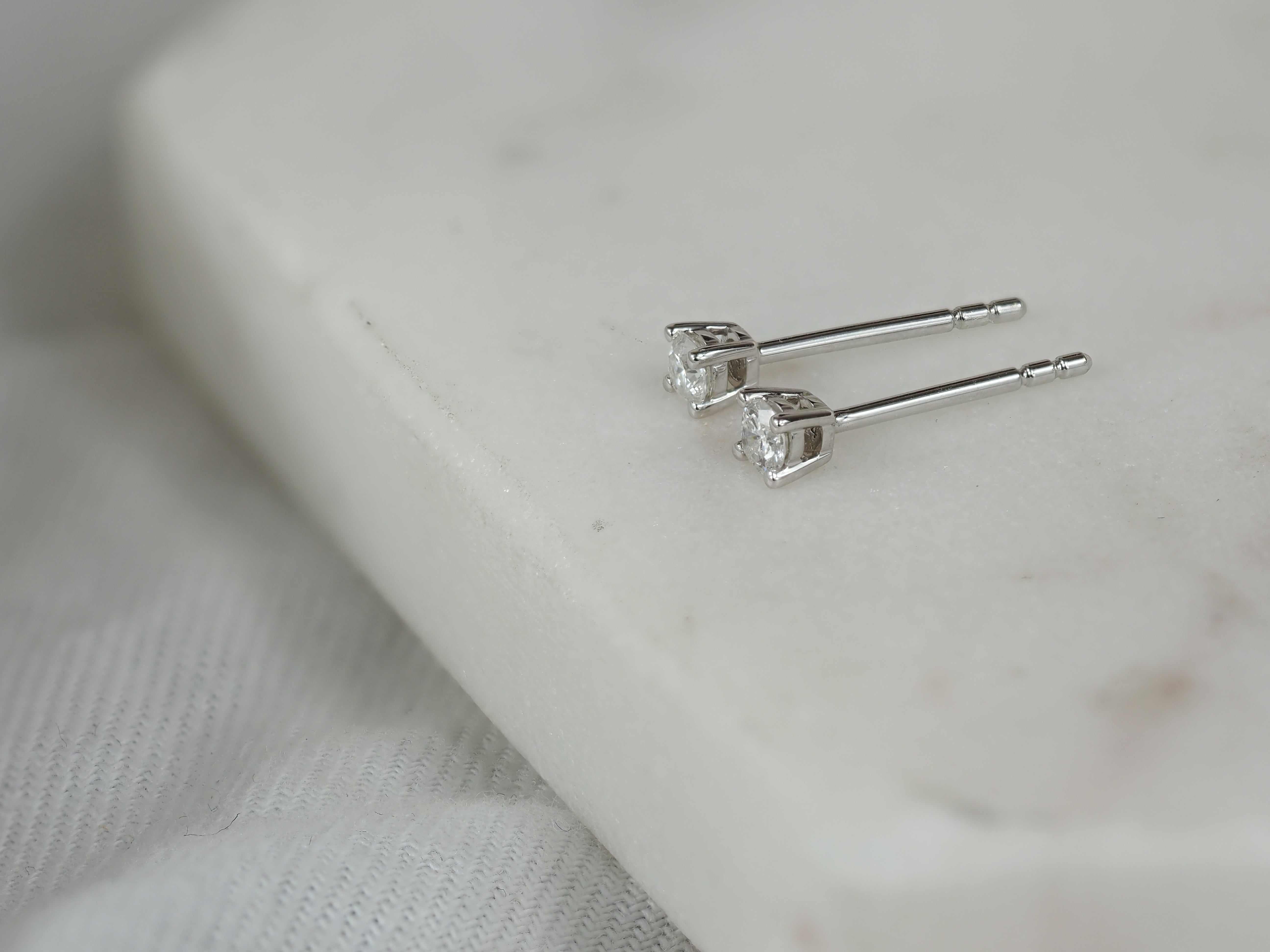 9ct White Gold Diamond Stud Earrings, 0.15ct Total