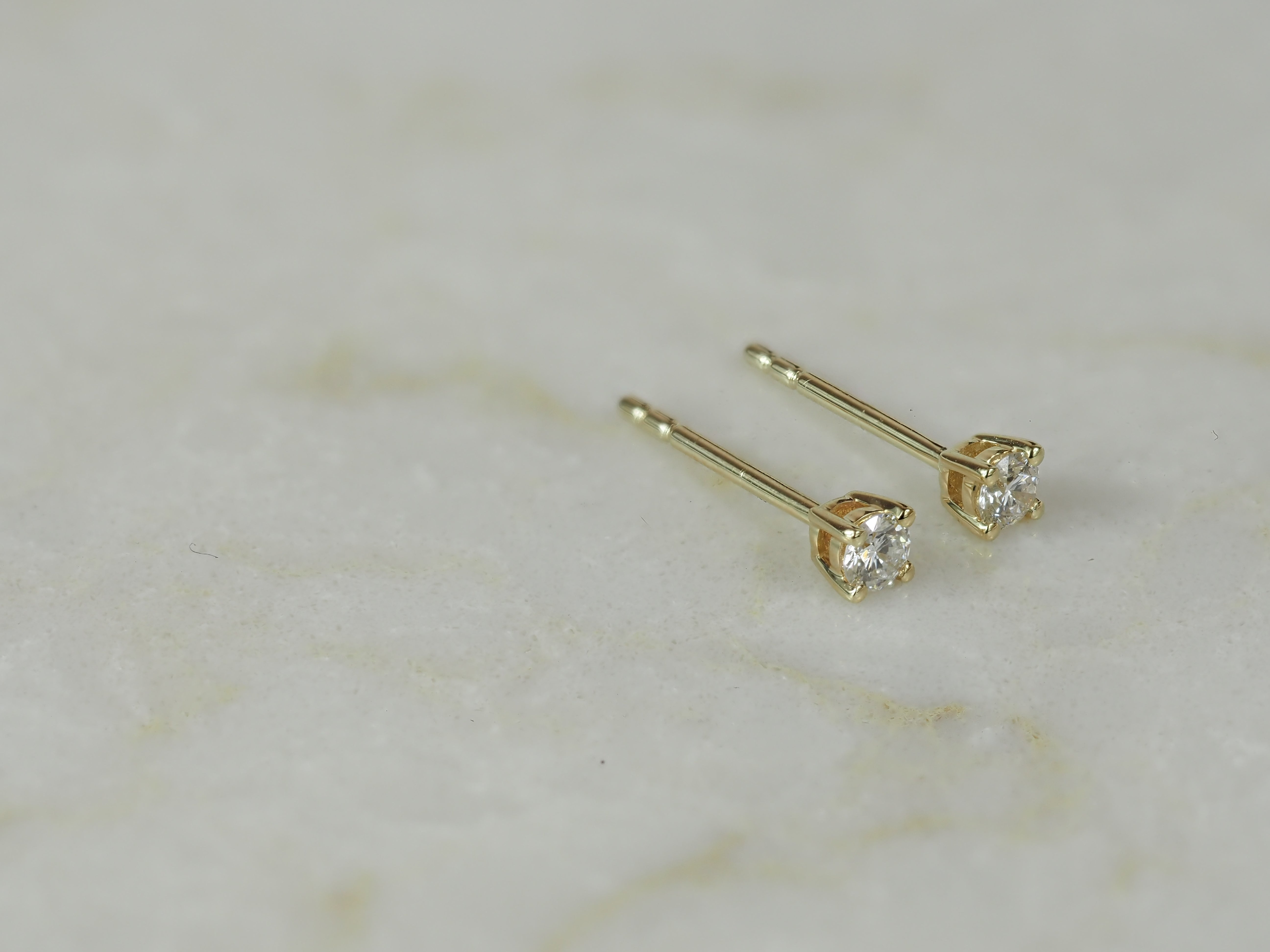 9ct Yellow Gold Diamond Stud Earrings, 0.15ct Total