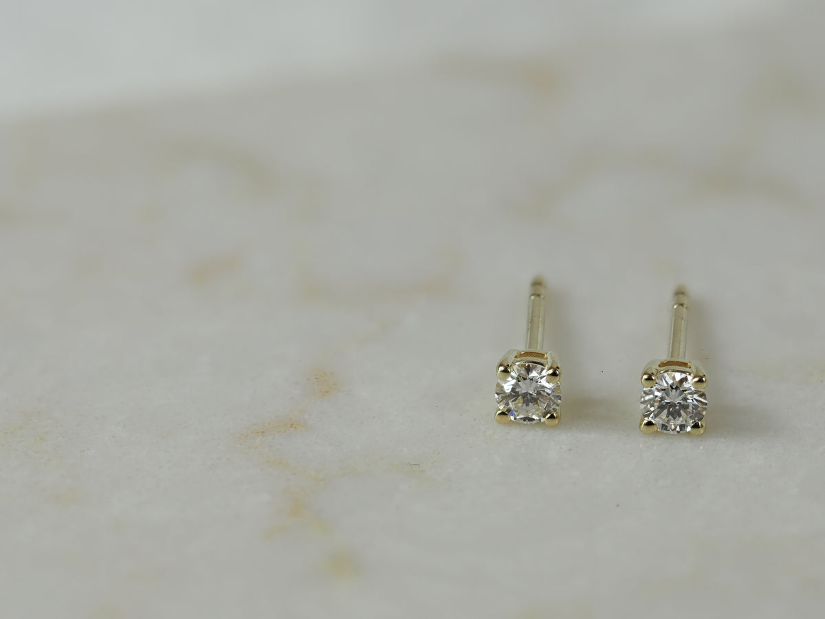 9ct Yellow Gold Diamond Stud Earrings, 0.22ct Total