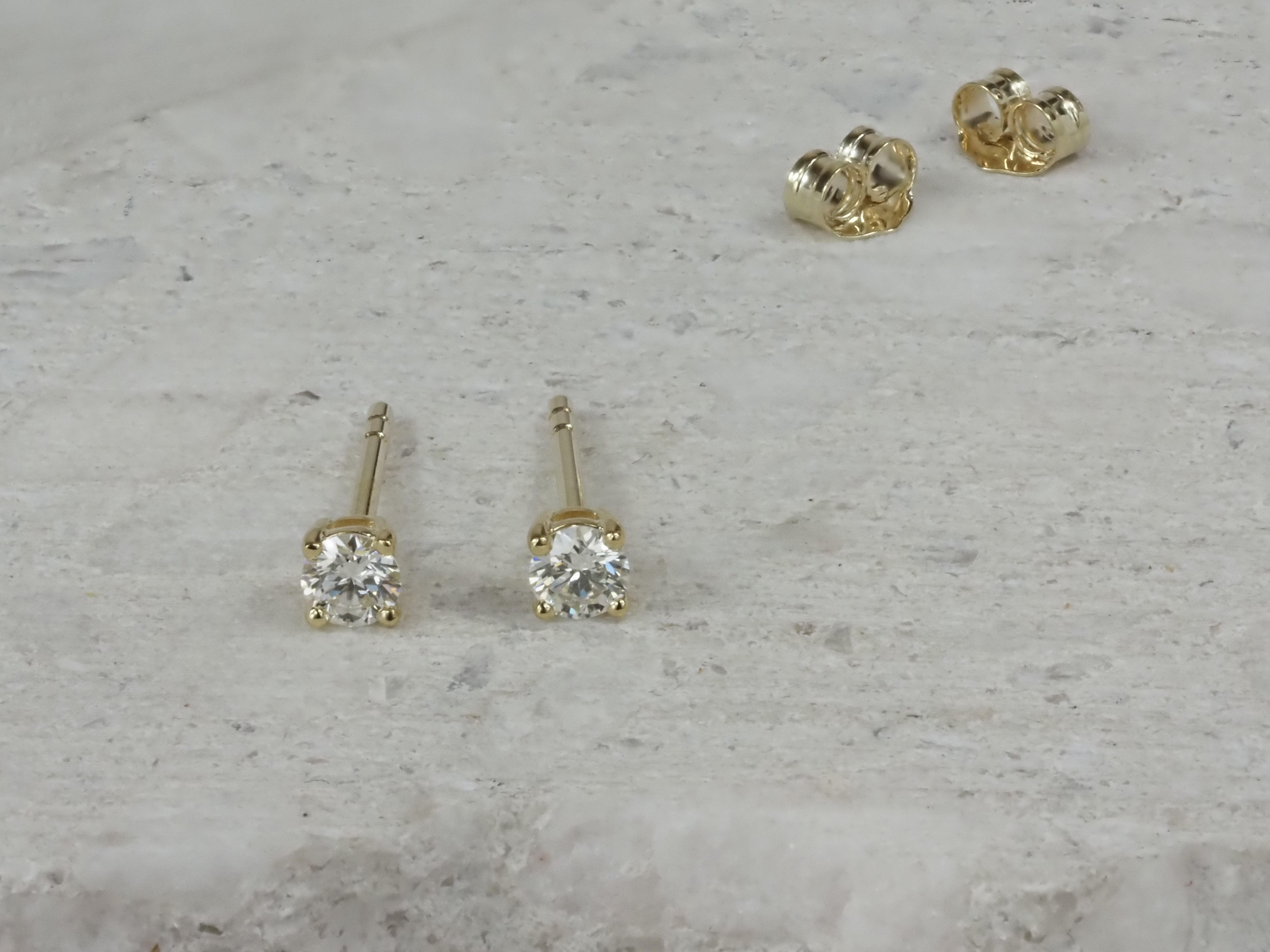 9ct Yellow Gold Diamond Stud Earrings, 0.22ct Total