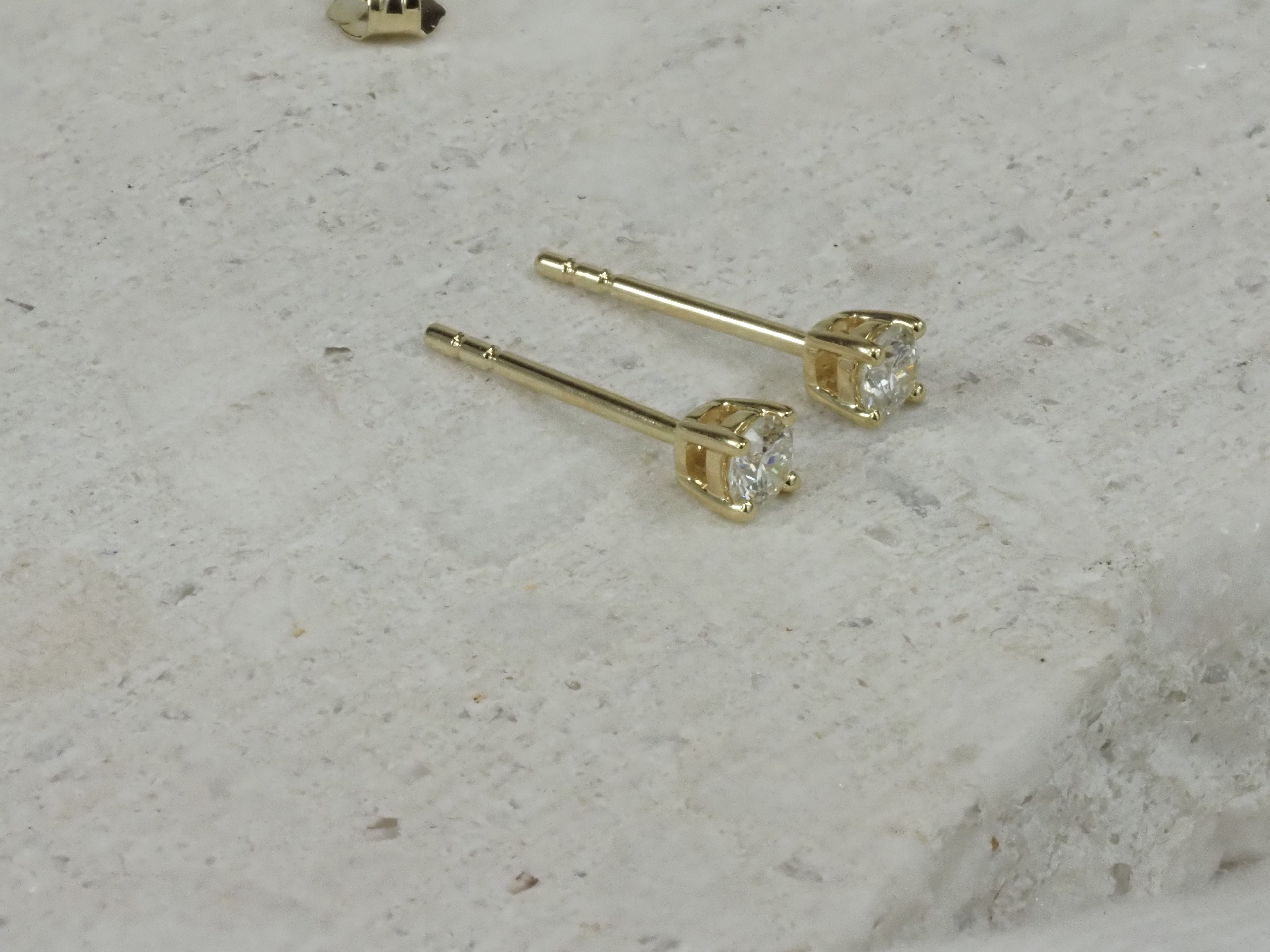 9ct Yellow Gold Diamond Stud Earrings, 0.22ct Total