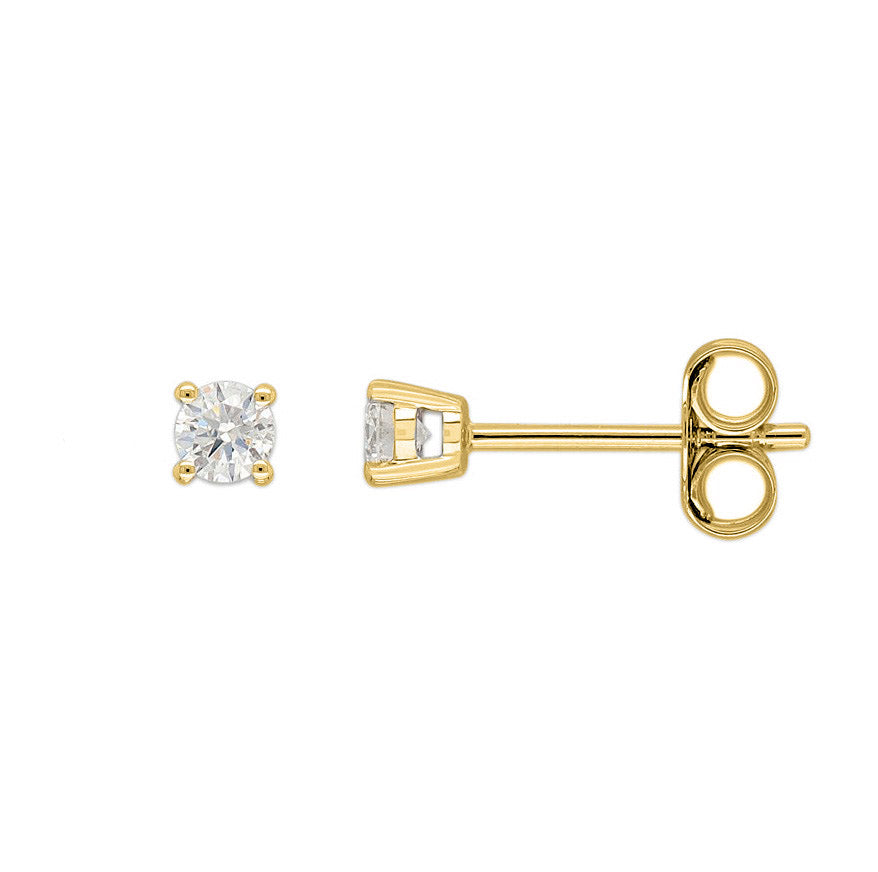 9ct Yellow Gold Diamond Stud Earring, 0.26ct total
