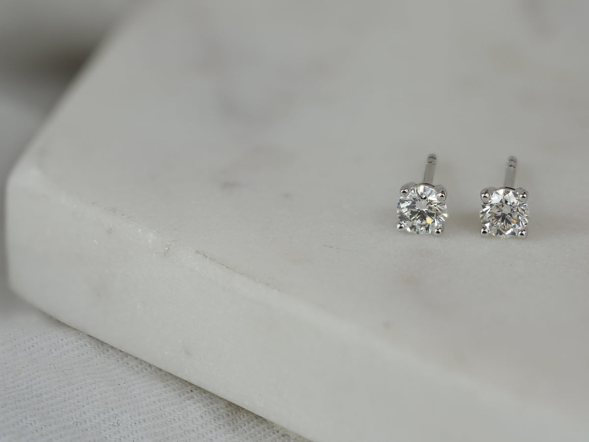 9ct Yellow Gold Diamond Stud Earrings, 0.40ct total