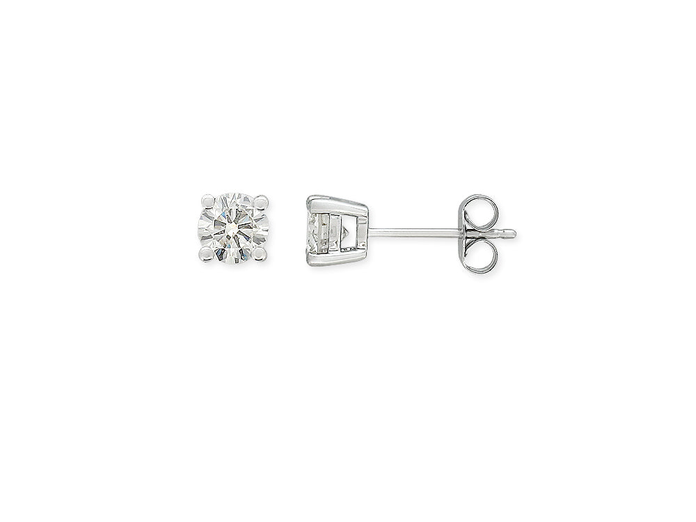 9ct White Gold Diamond Stud Earrings, 0.50ct Total