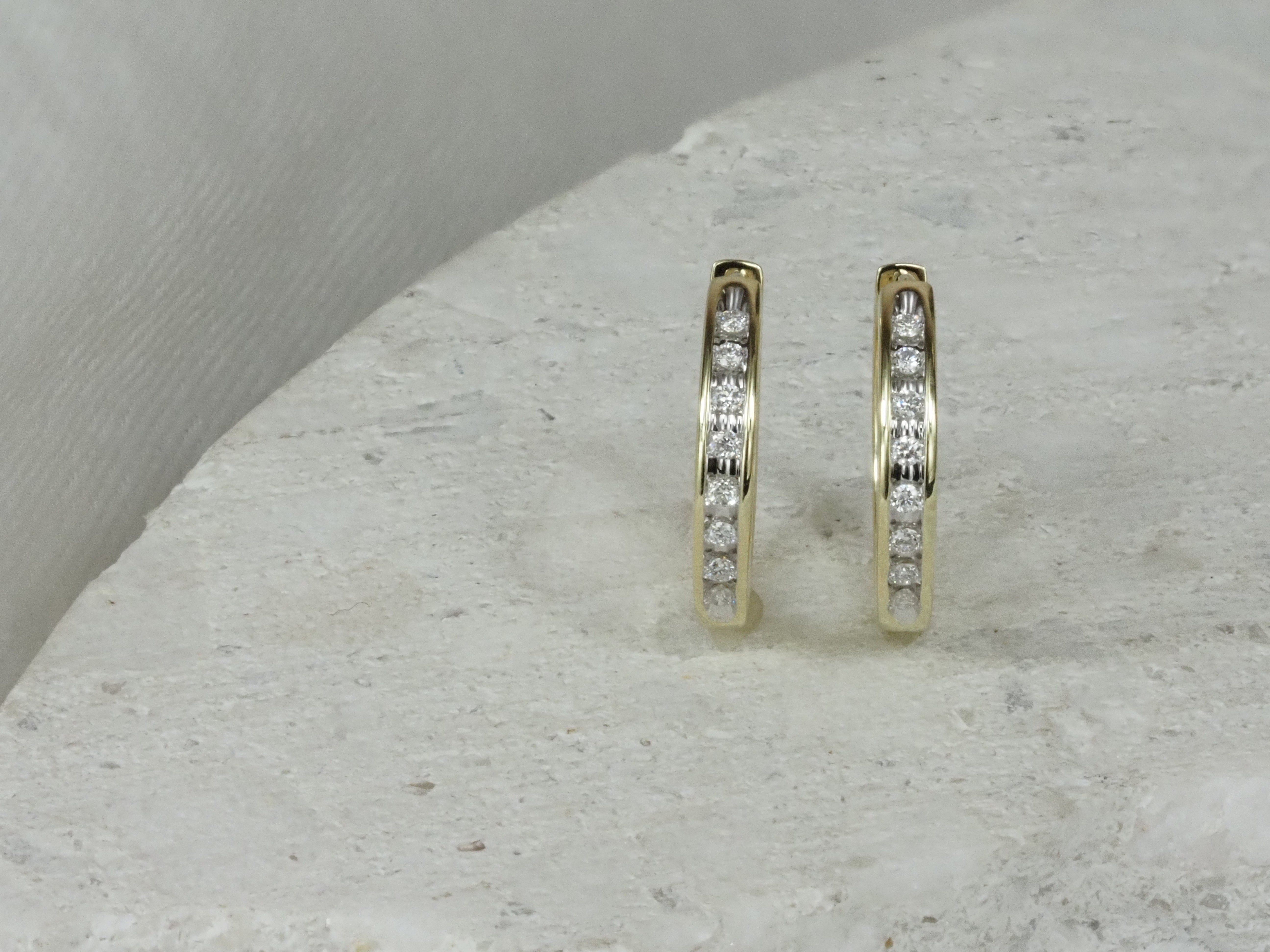 9ct Yellow and White gold 0.11ct Diamond huggies