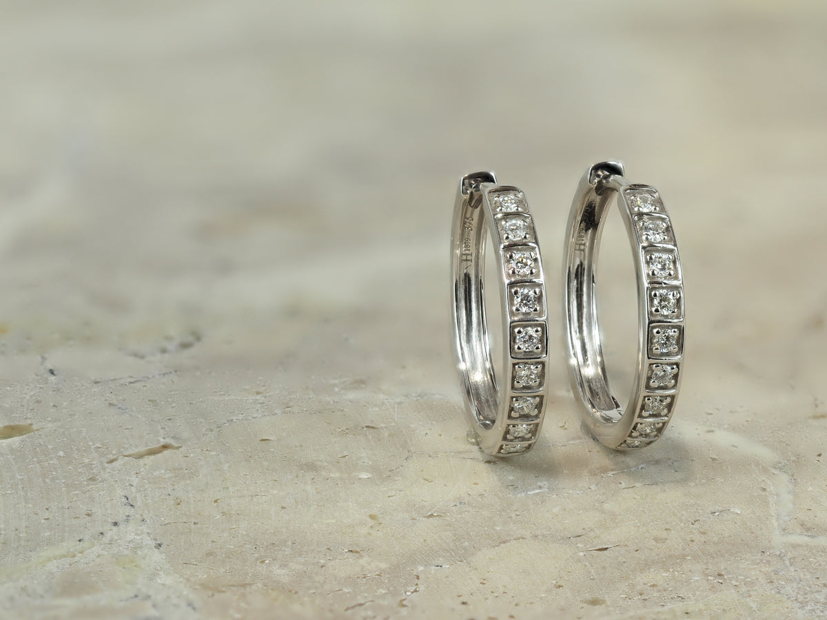 9ct White Gold 0.15Ct Diamond Huggie Earrings