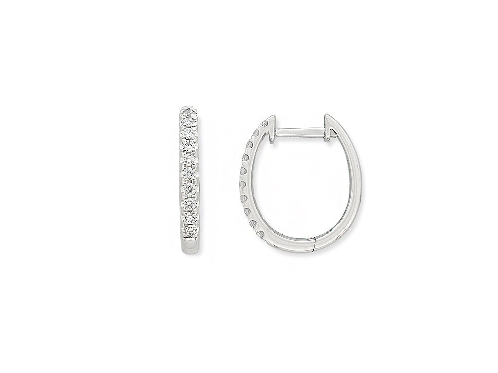 18ct White Gold 0.16Ct Diamond Claw Set Huggie Earrings