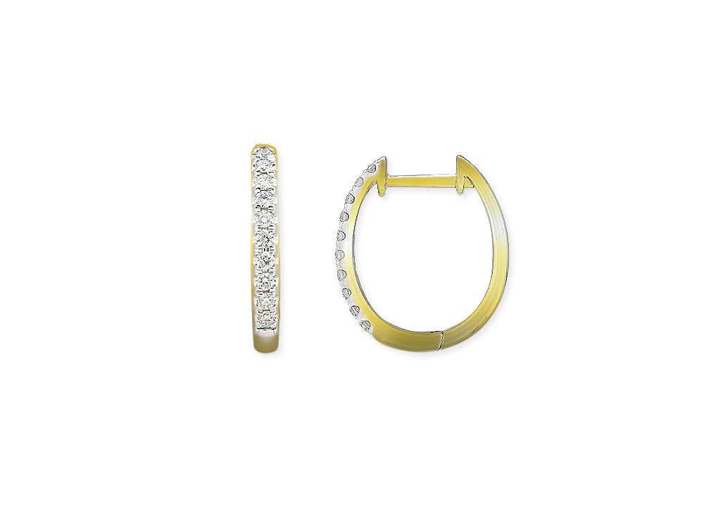 18ct White and Yellow Gold 0.15Ct Diamond Huggie Earrings