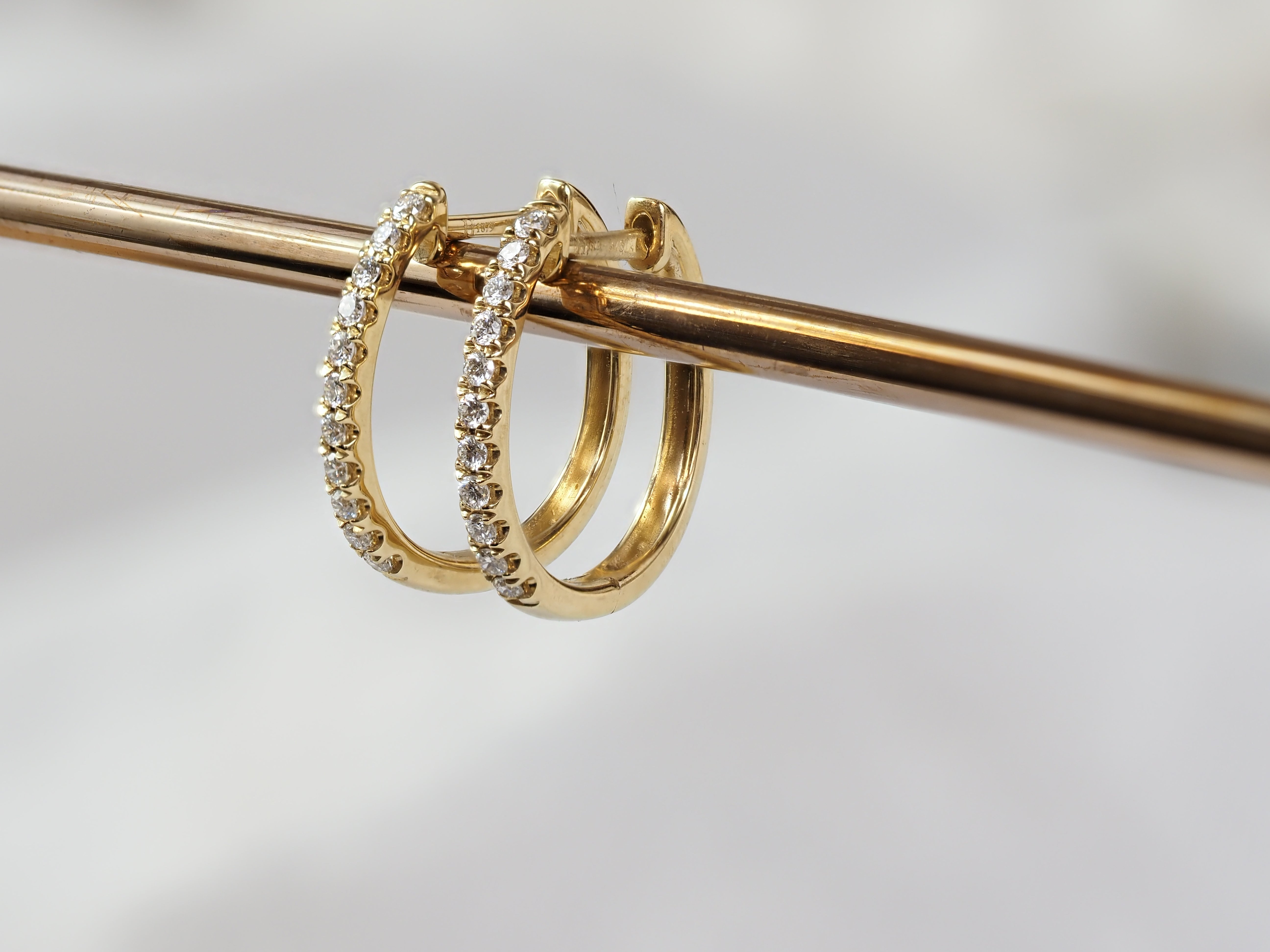 9ct Yellow Gold Diamond Huggie Earrings, 0.20ct Total