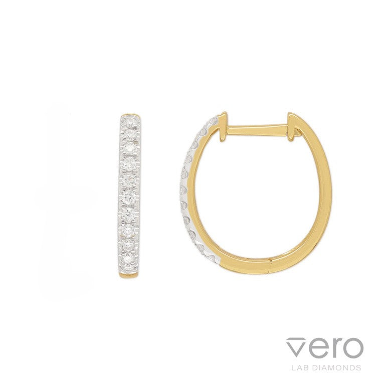 9ct Yellow Gold Lab-Grown Diamond huggie earrings, 0.20ct total