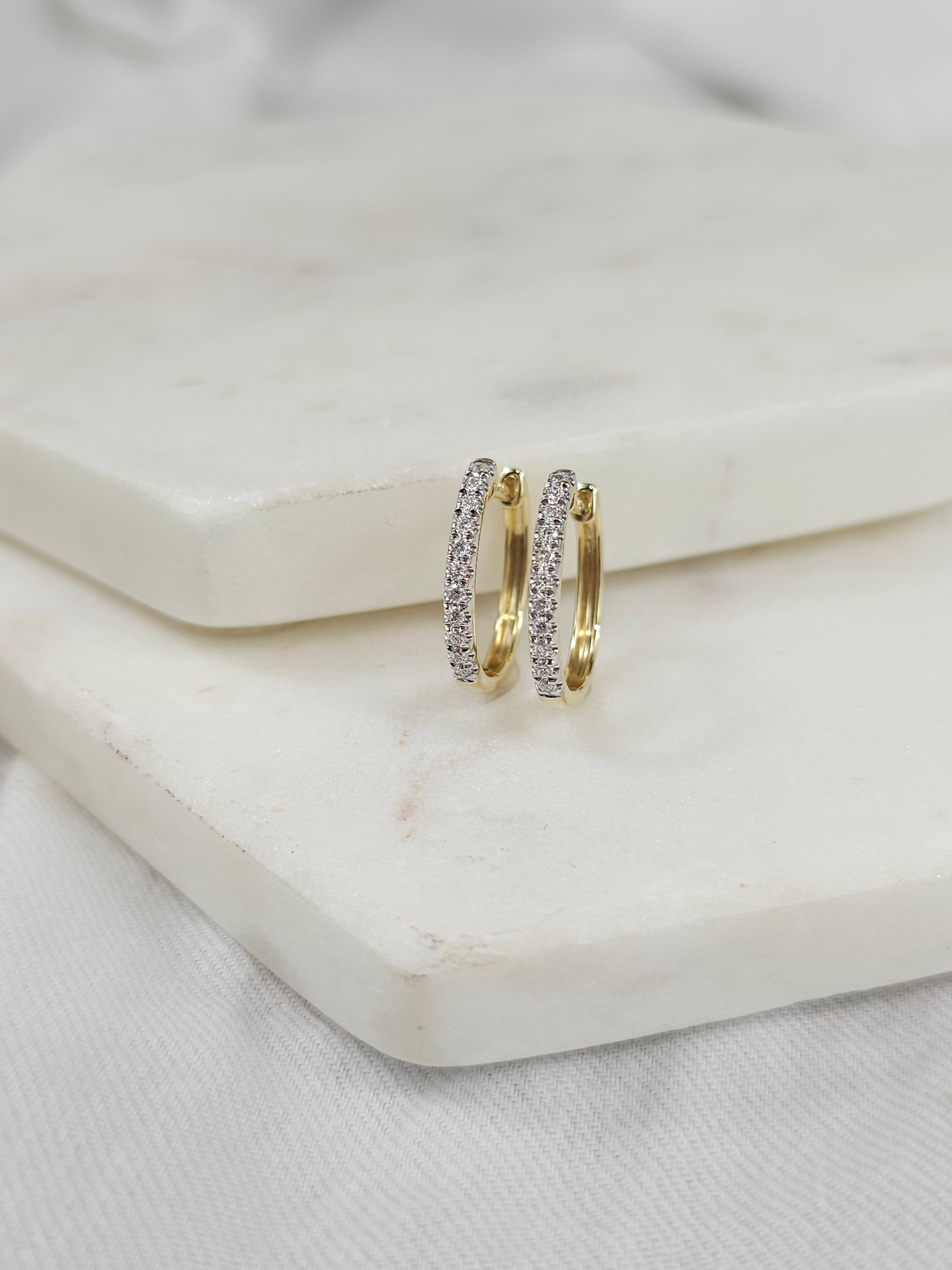 9ct Yellow Gold Lab-Grown Diamond huggie earrings, 0.20ct total