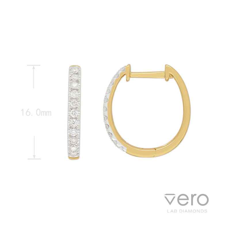 9ct Yellow Gold Lab-Grown Diamond huggie earrings, 0.20ct total