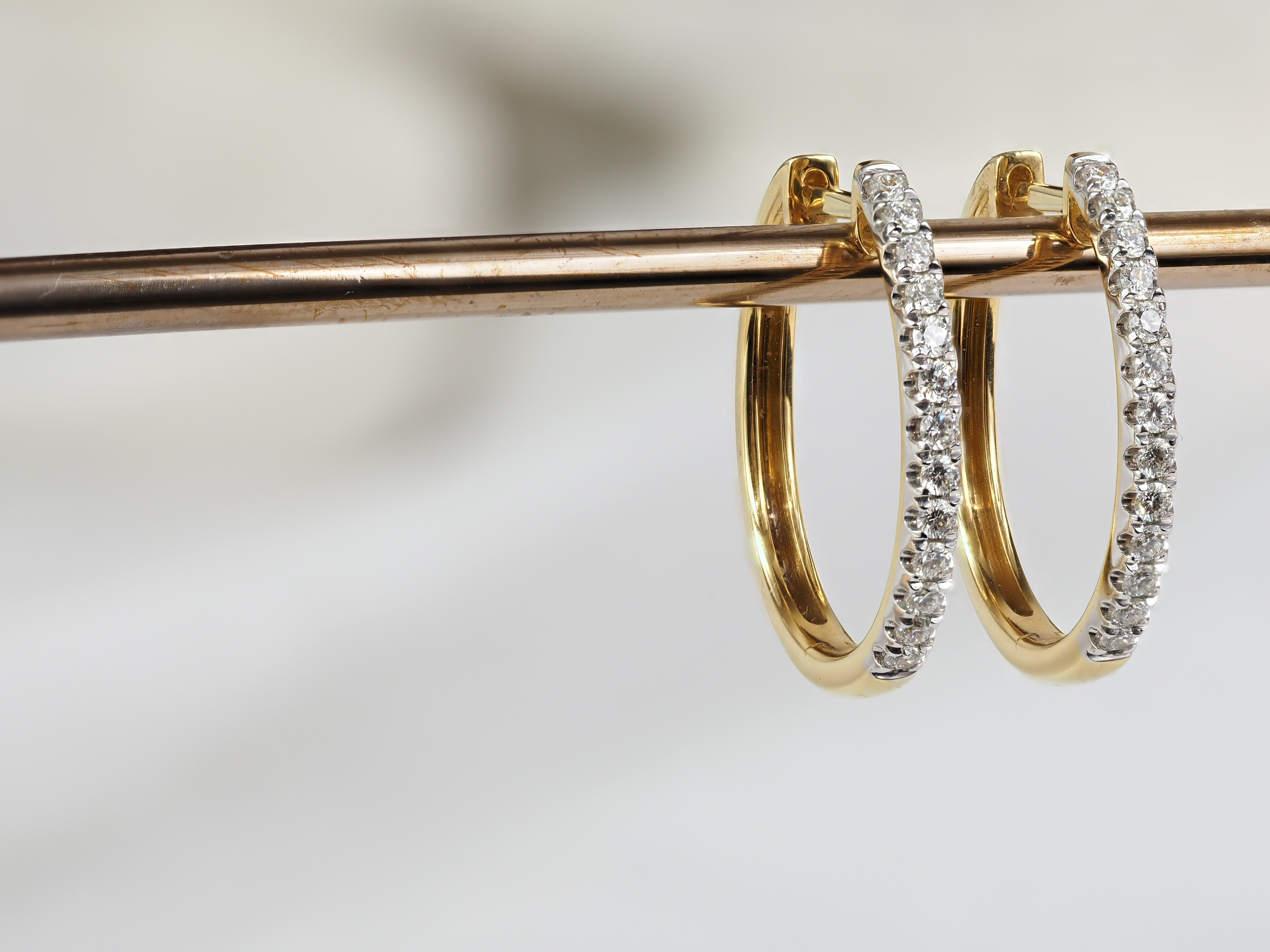 18ct Yellow and White Gold Diamond Huggie Earrings, 0.34ct Total