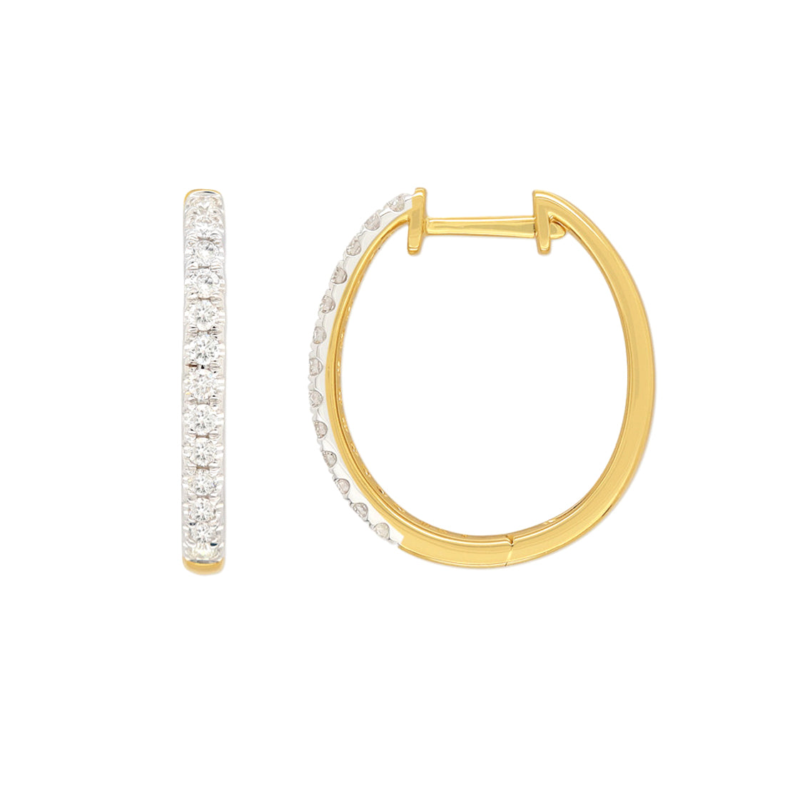 18ct Yellow and White Gold Diamond Huggie Earrings, 0.34ct Total