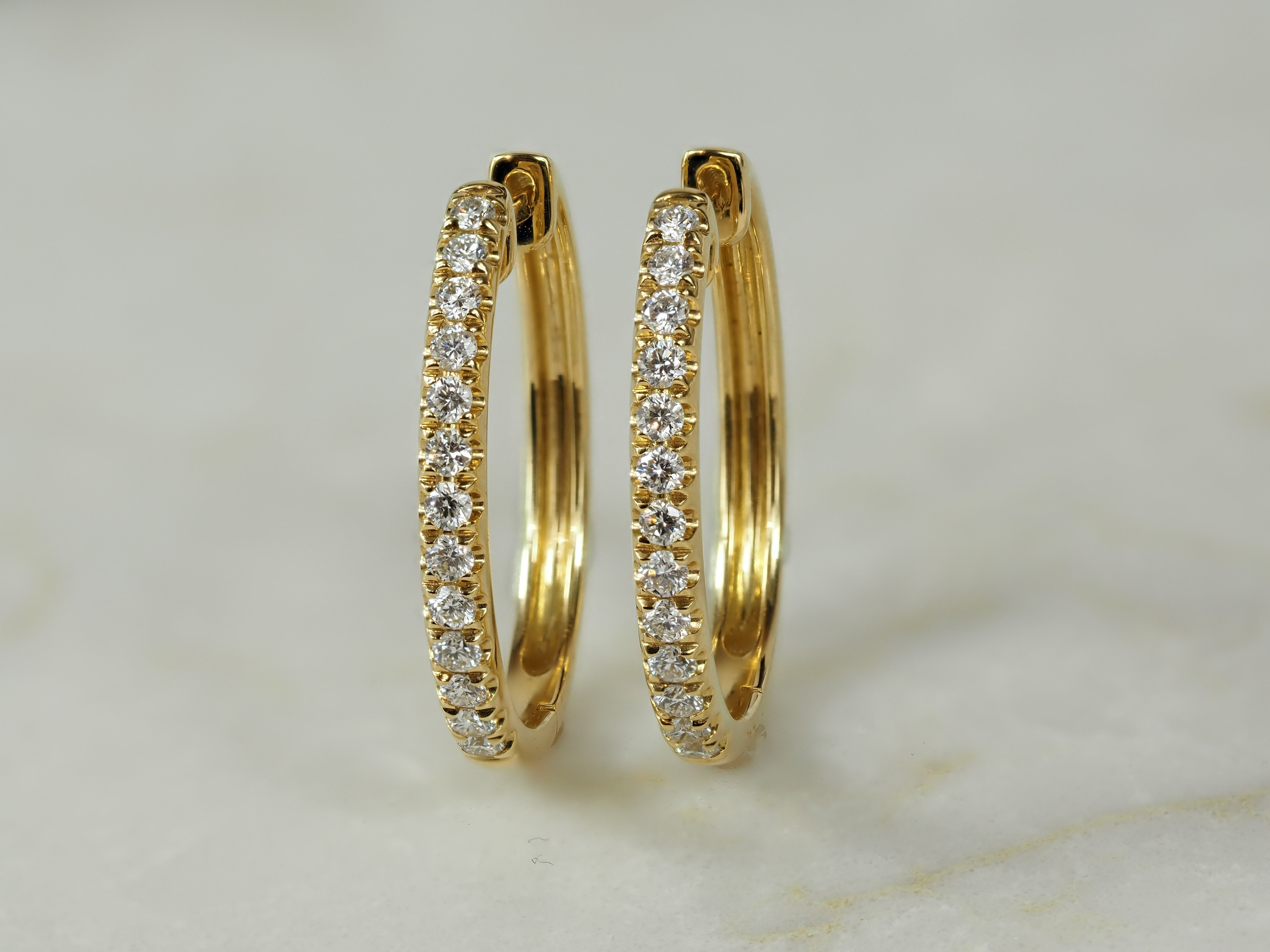 18ct Yellow Gold Diamond Huggie Earrings, 0.50ct Total