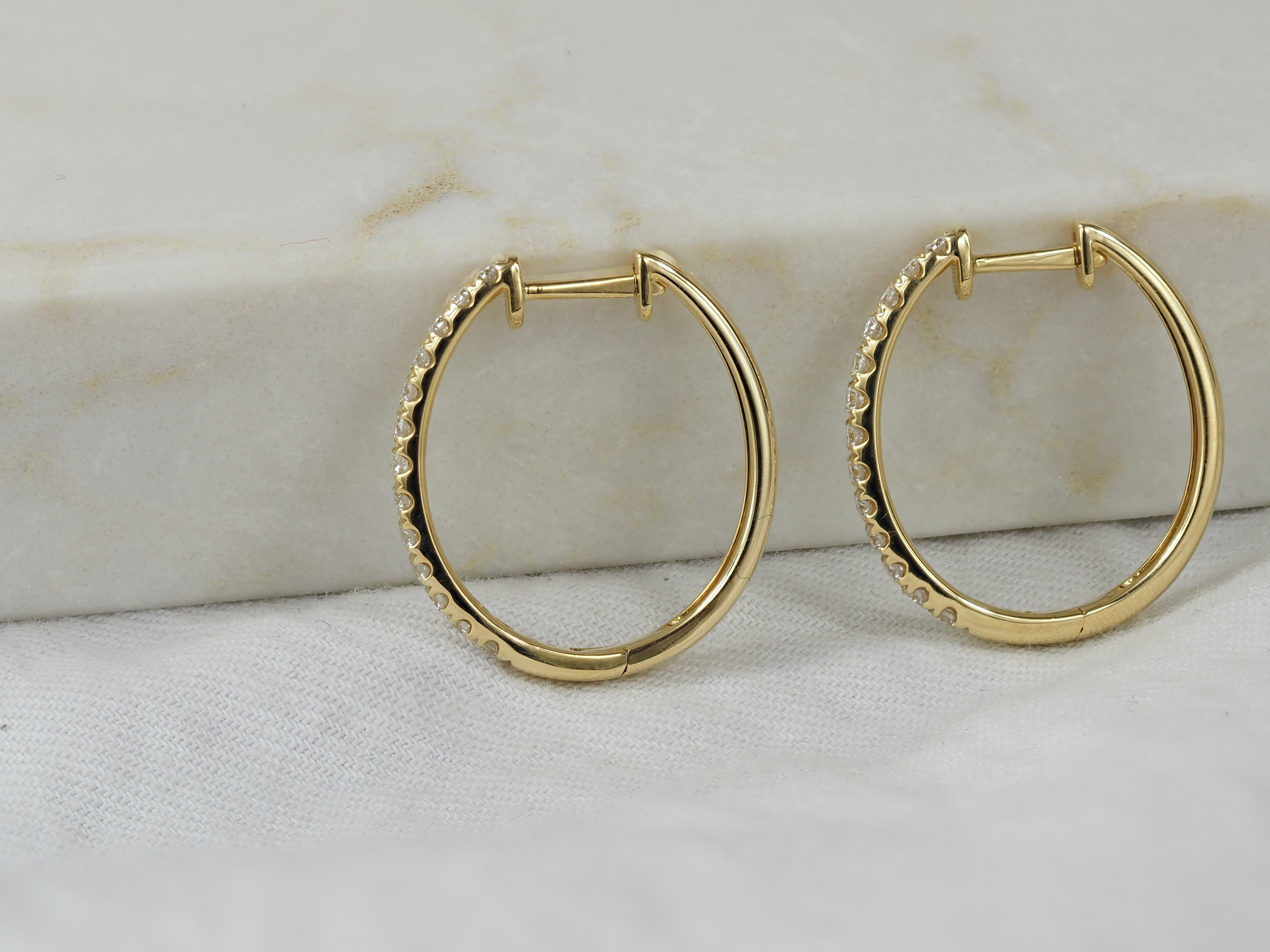 18ct Yellow Gold Diamond Huggie Earrings, 0.50ct Total