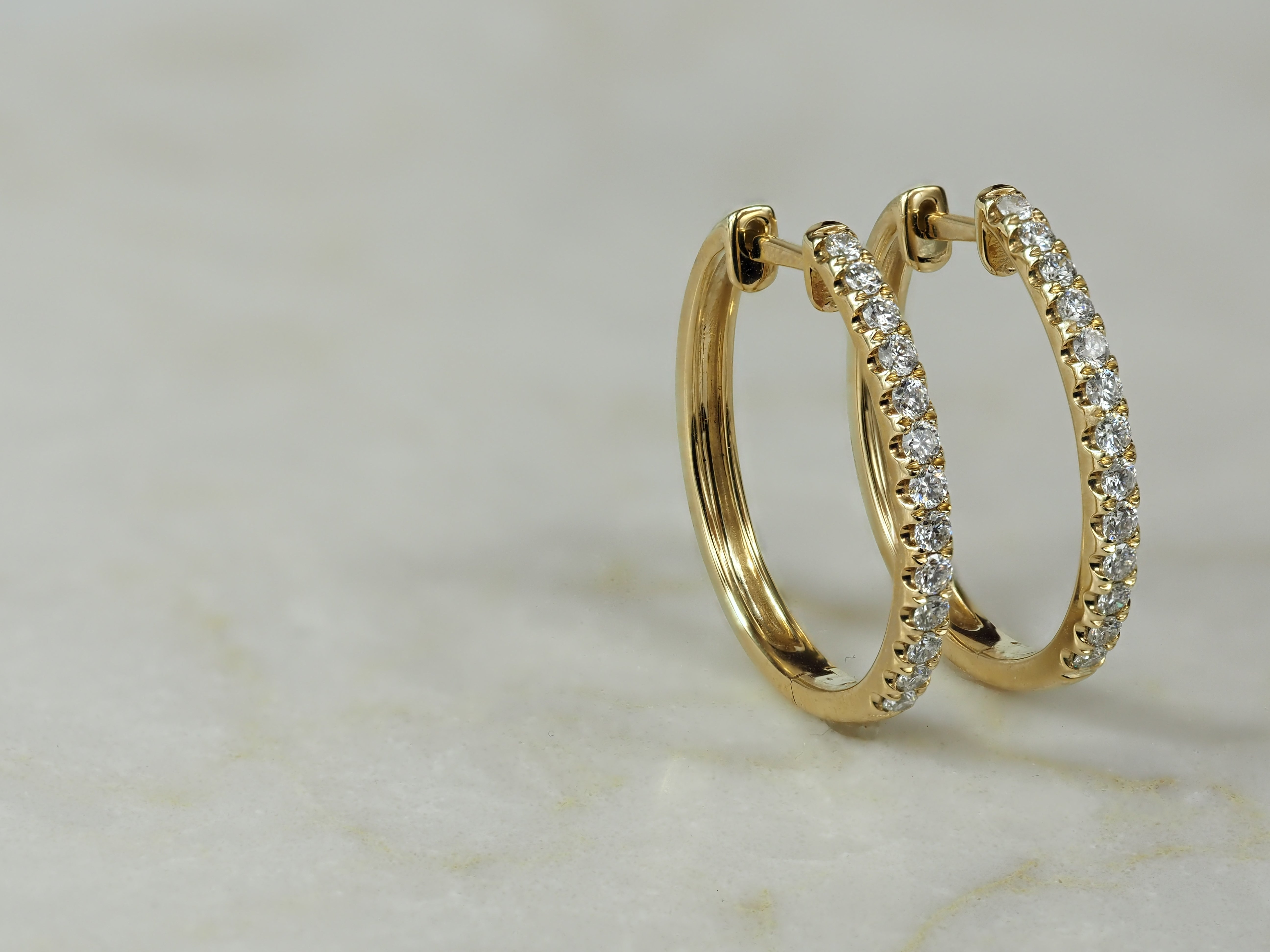 9ct Yellow Gold Diamond Huggie Earrings, 0.50ct Total