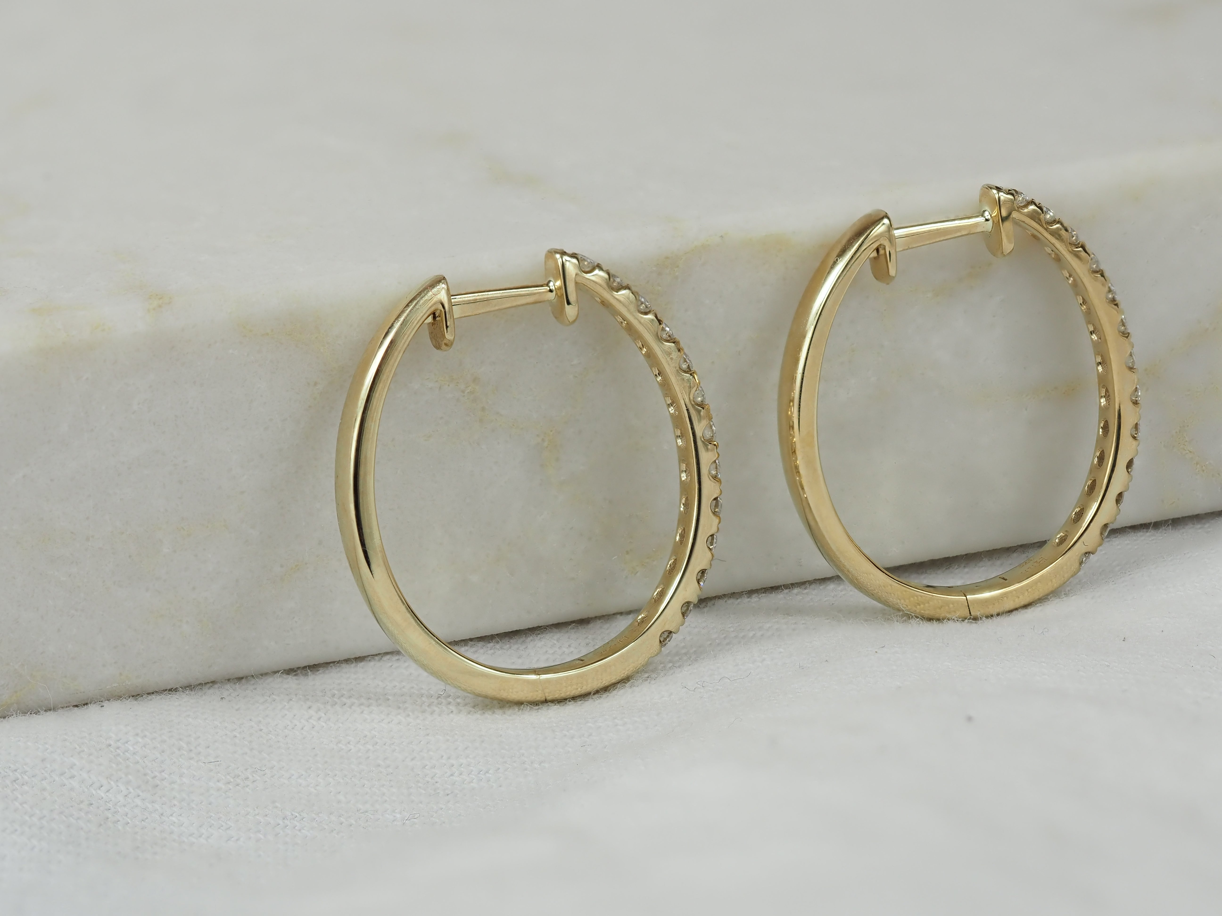 9ct Yellow Gold Diamond Huggie Earrings, 0.50ct Total