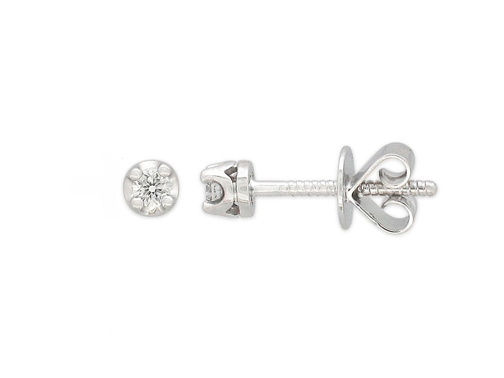 18ct White Gold Diamond Stud Earrings, 0.10ct Total