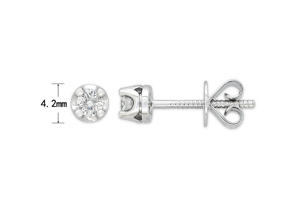 18ct White Gold Diamond Stud Earrings, 0.20ct Total